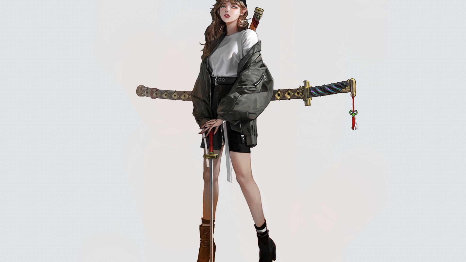 Wallpaper Ninja, girl warrior, art