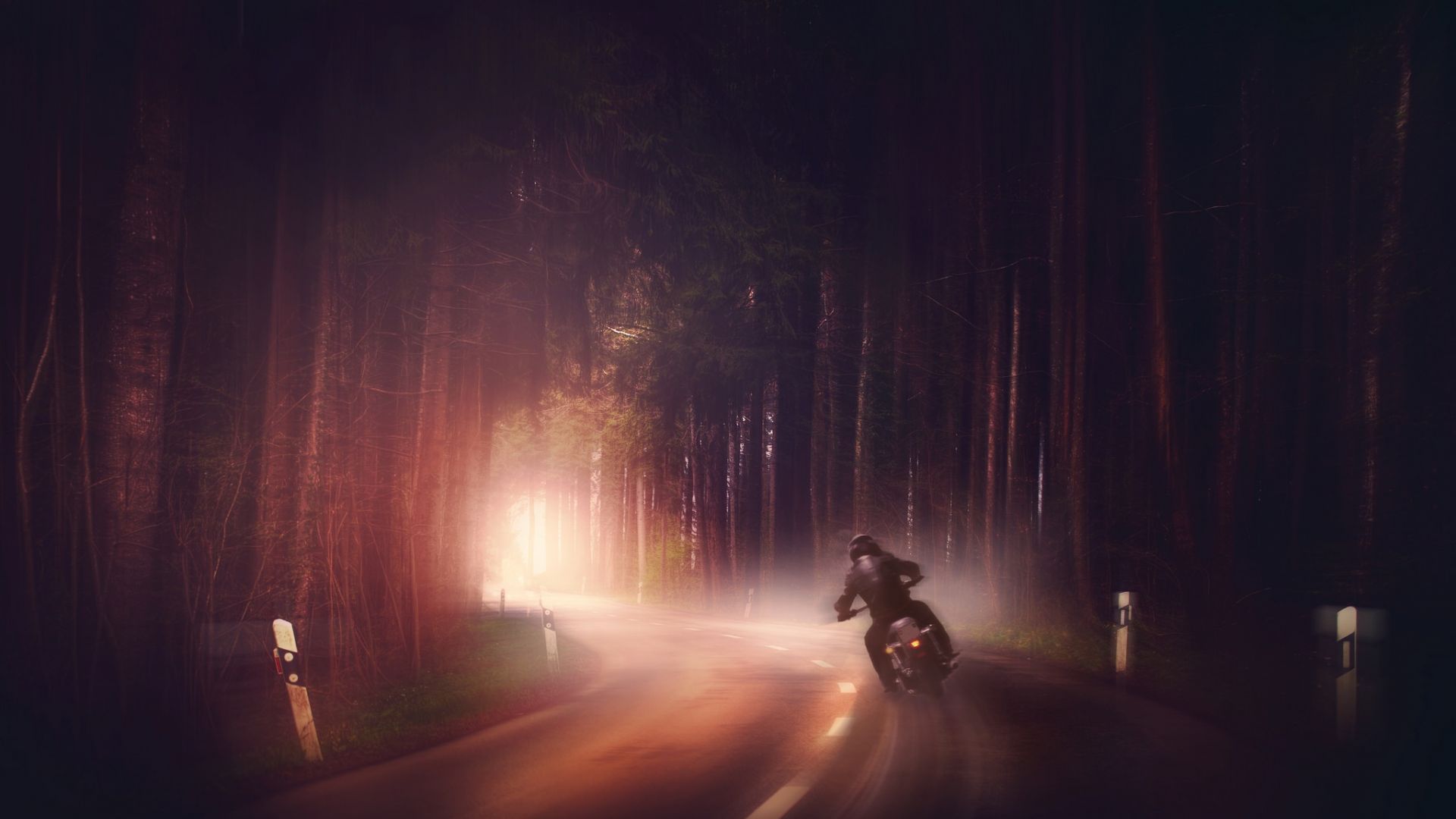 Wallpaper Road, motion blur, motorcycle, digital art