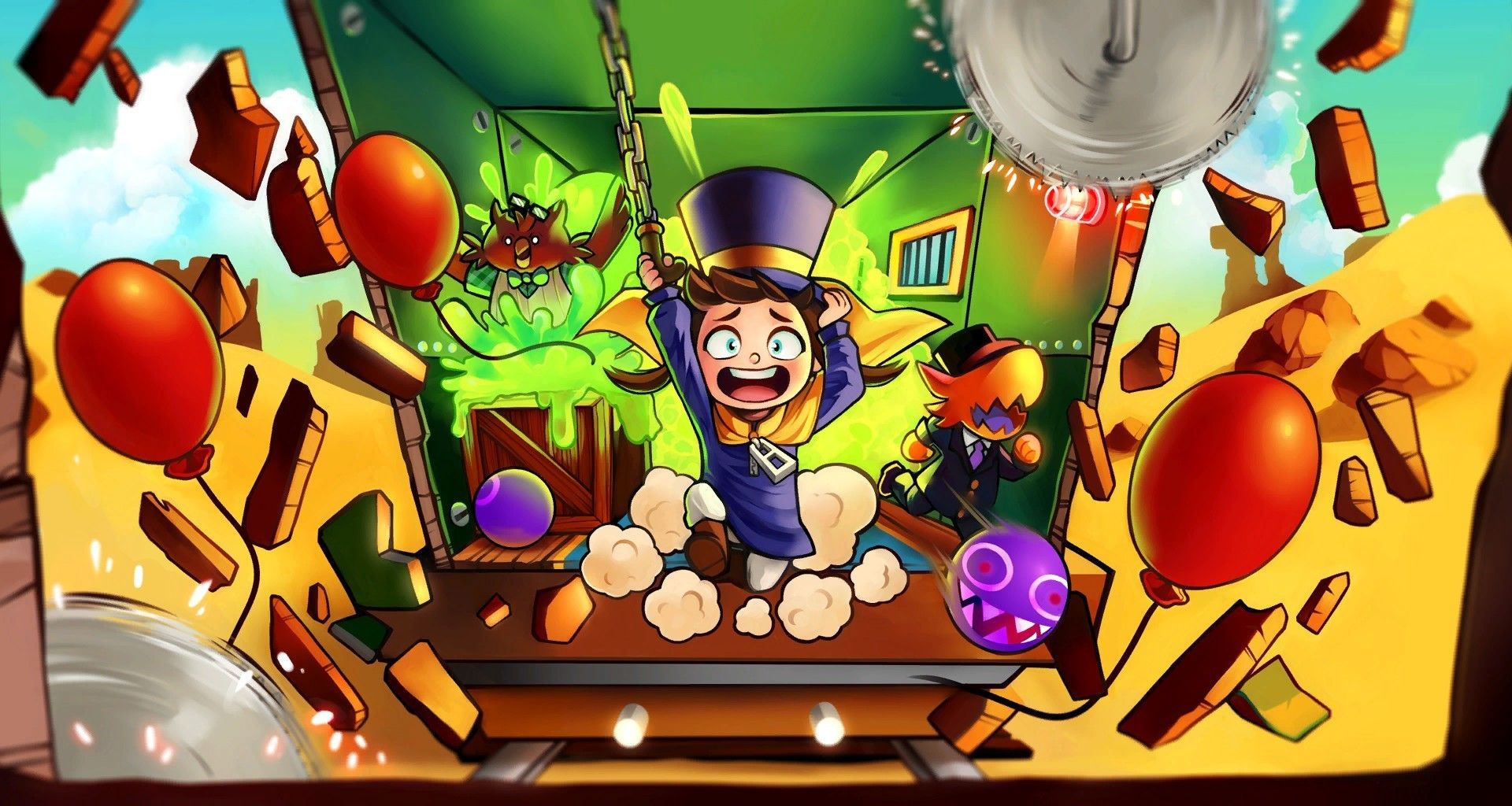 Wallpaper A hat in time, kid hanging, game