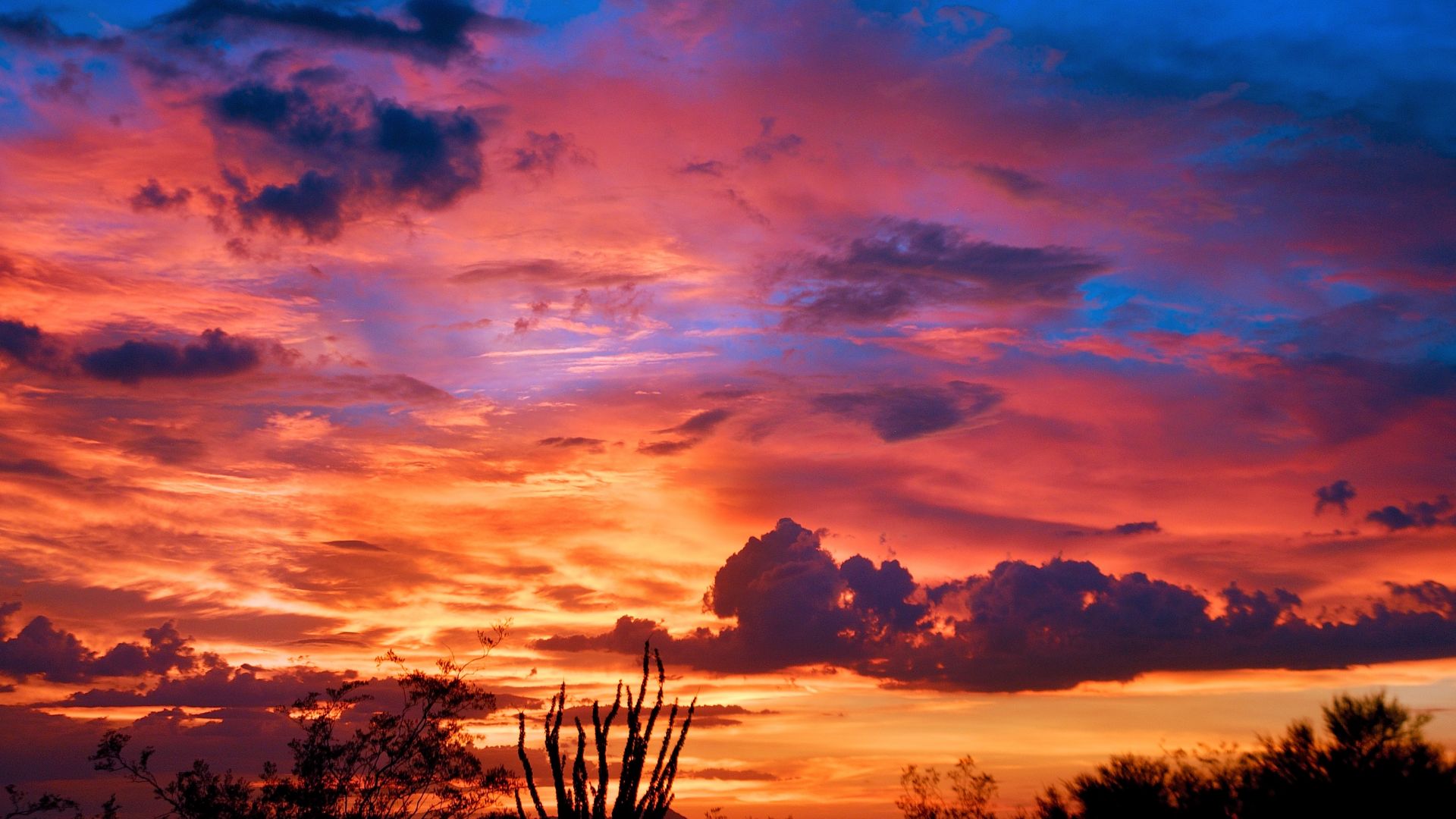 Wallpaper Arizona, sunset, orange skyline, clouds