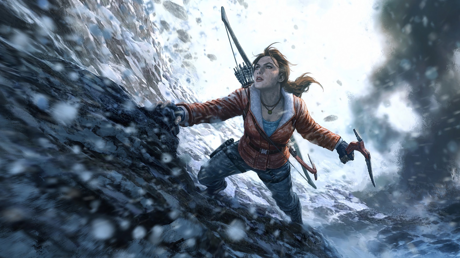 Wallpaper Rise of the Tomb Raider, lara croft, video game, climbing