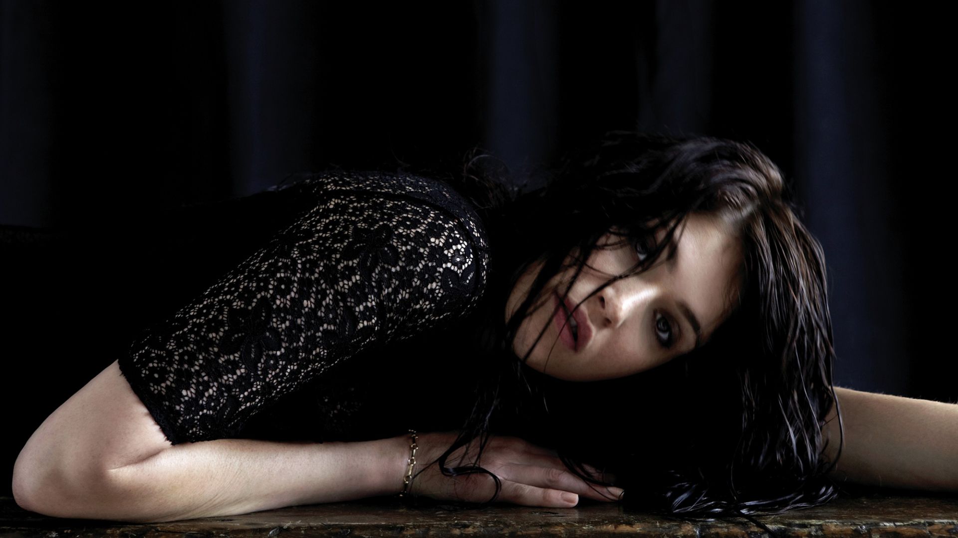 Wallpaper Gemma Arterton, lying down, actress, brunette