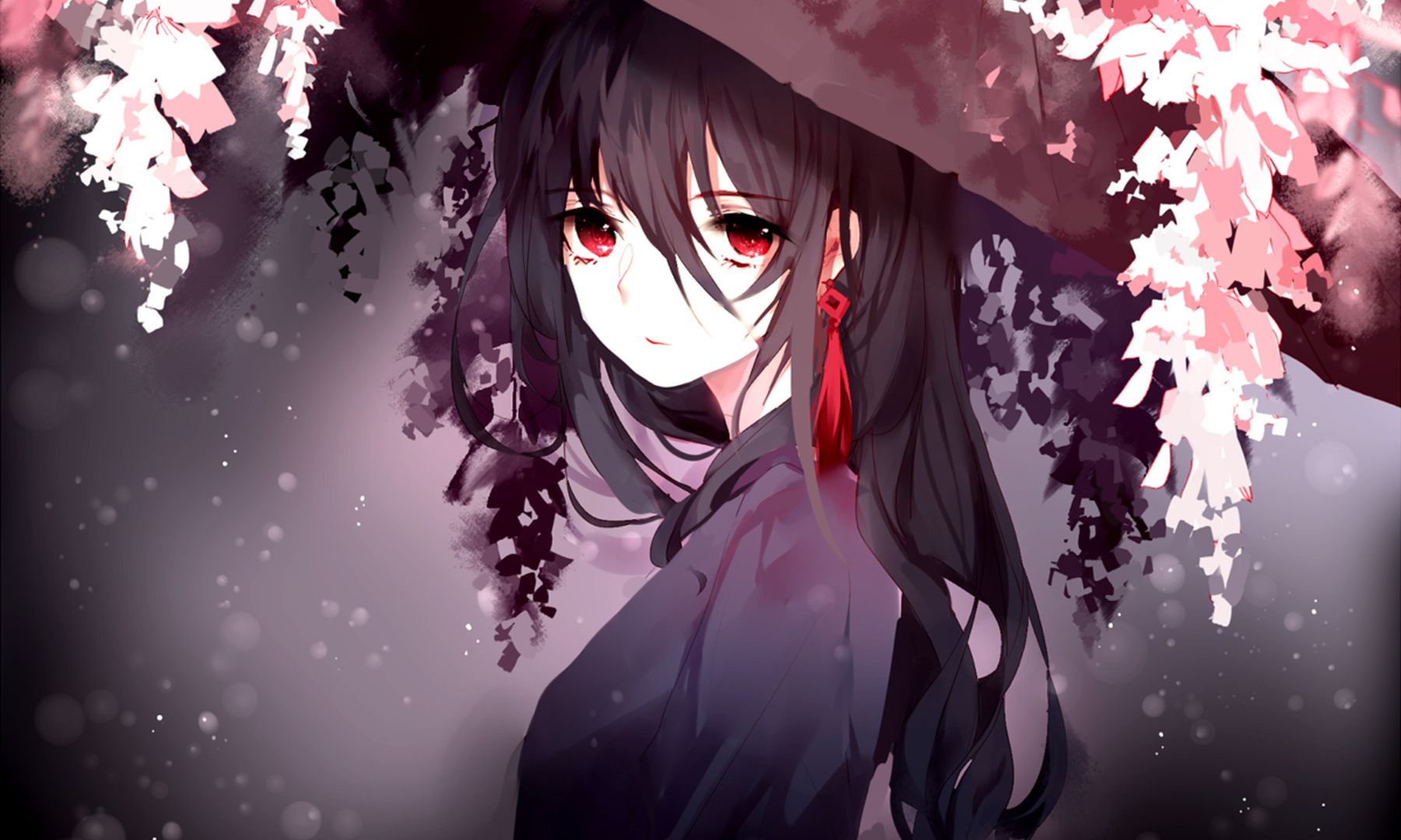 Desktop Wallpaper Original, Cute, Cherry Blossom, Anime Girl, Red Eyes, Hd  Image, Picture, Background, B6718e