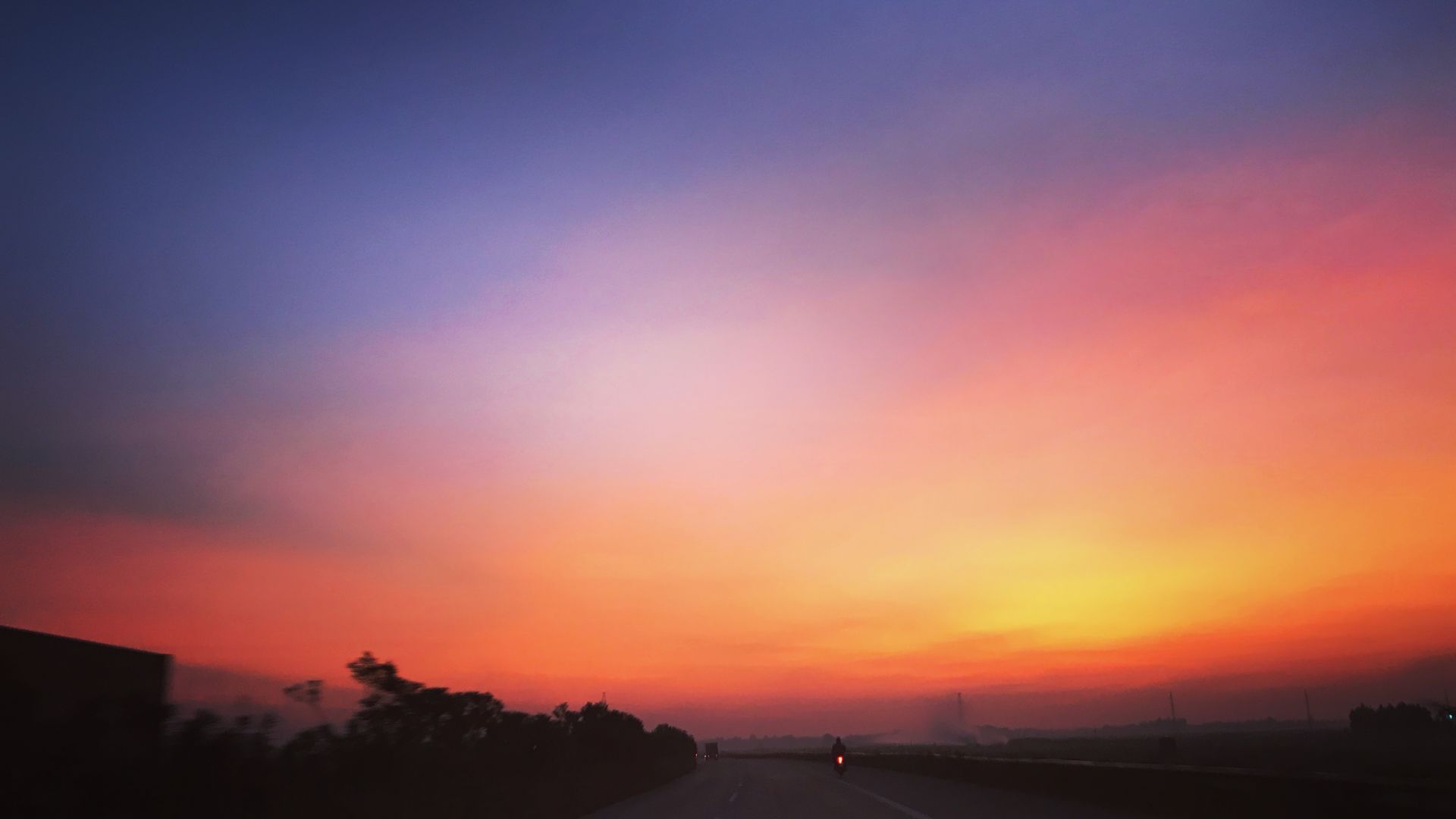 Wallpaper Skyline, sunset, road