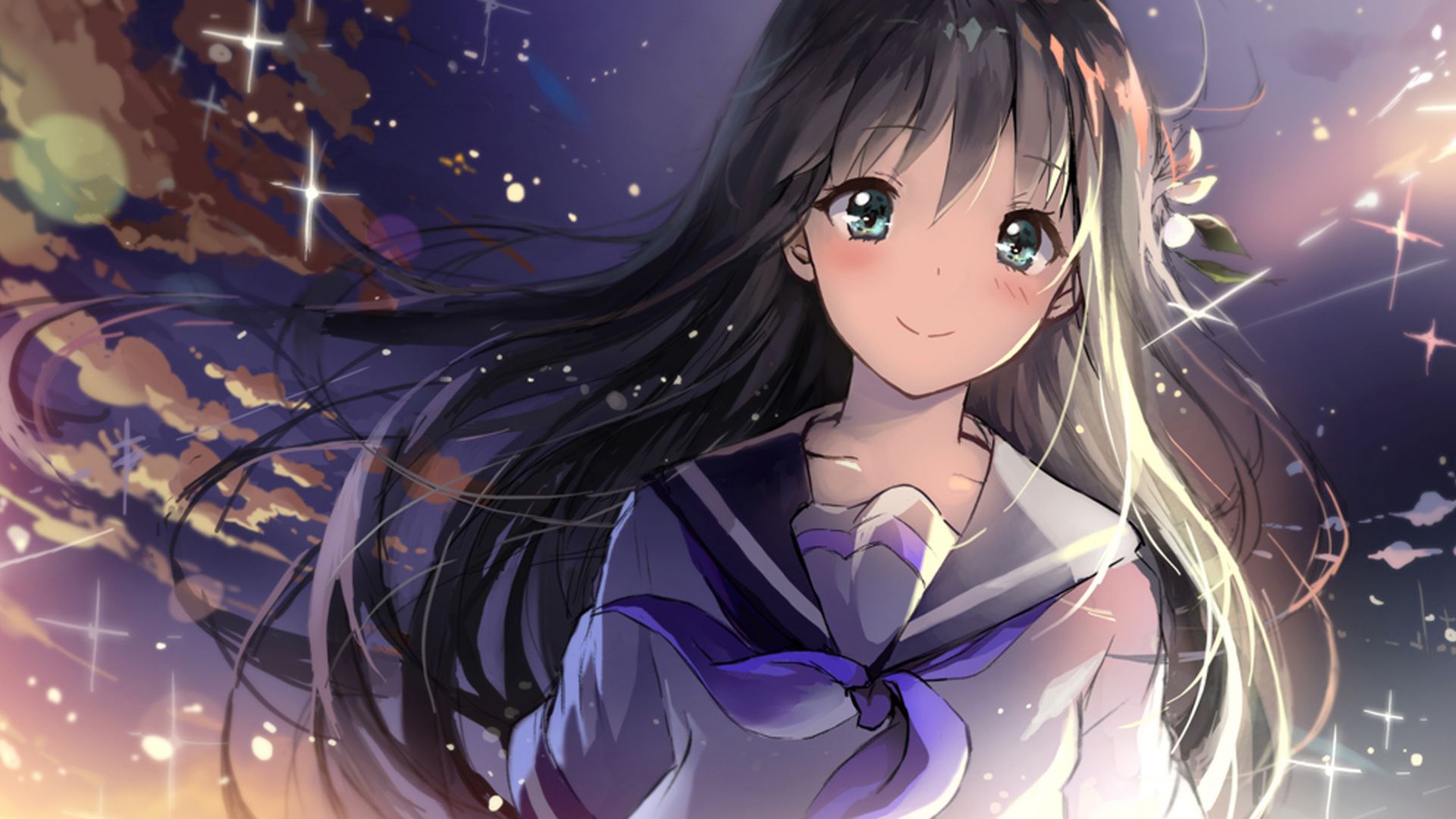 Desktop Wallpaper Original, School Dress, Long Hair Anime Girl, Smile, Hd  Image, Picture, Background, B8b041