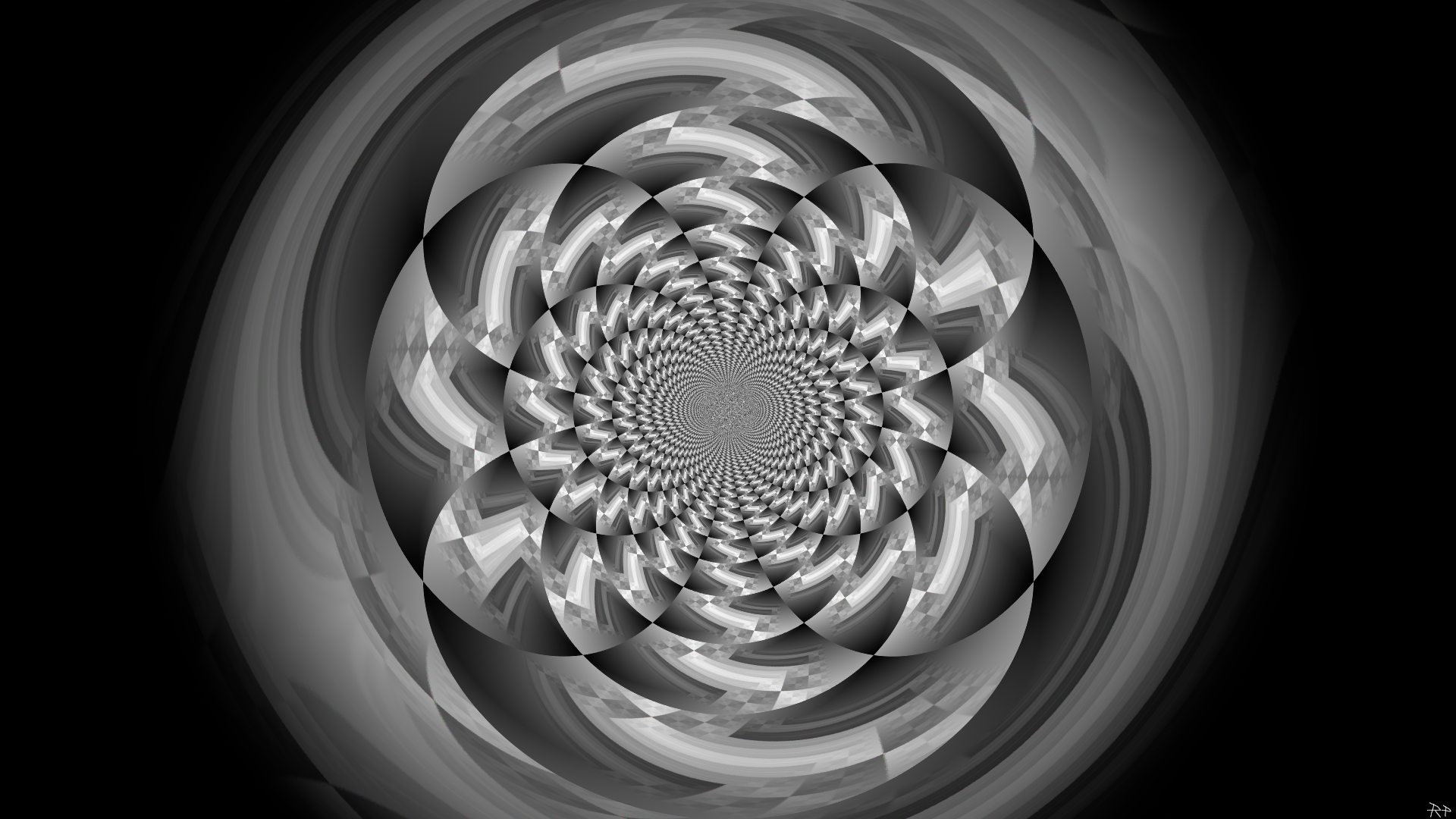 Wallpaper Monochrome, illusion circles artwork