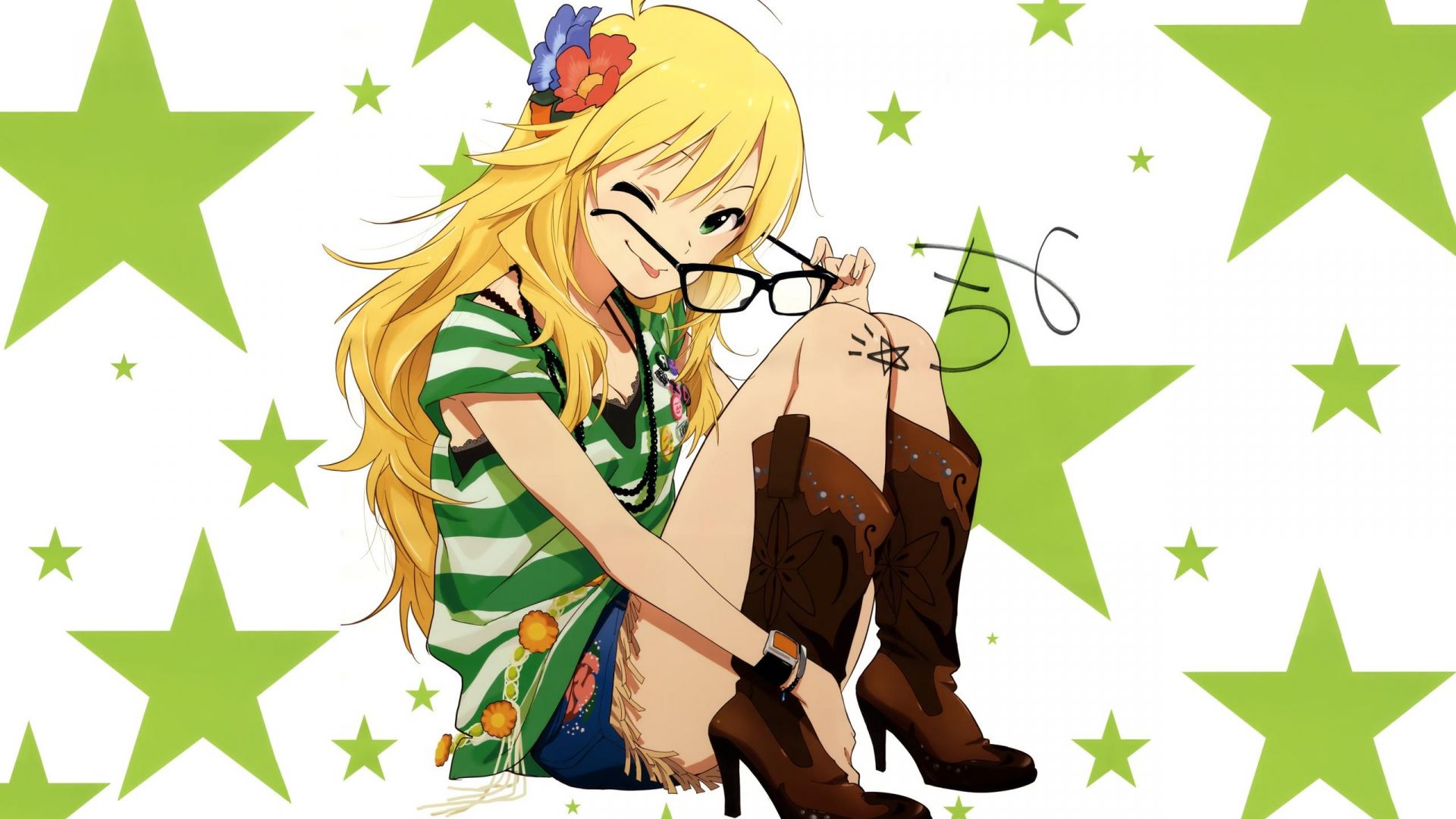Wallpaper Miki Hoshii, wink, blonde anime girl