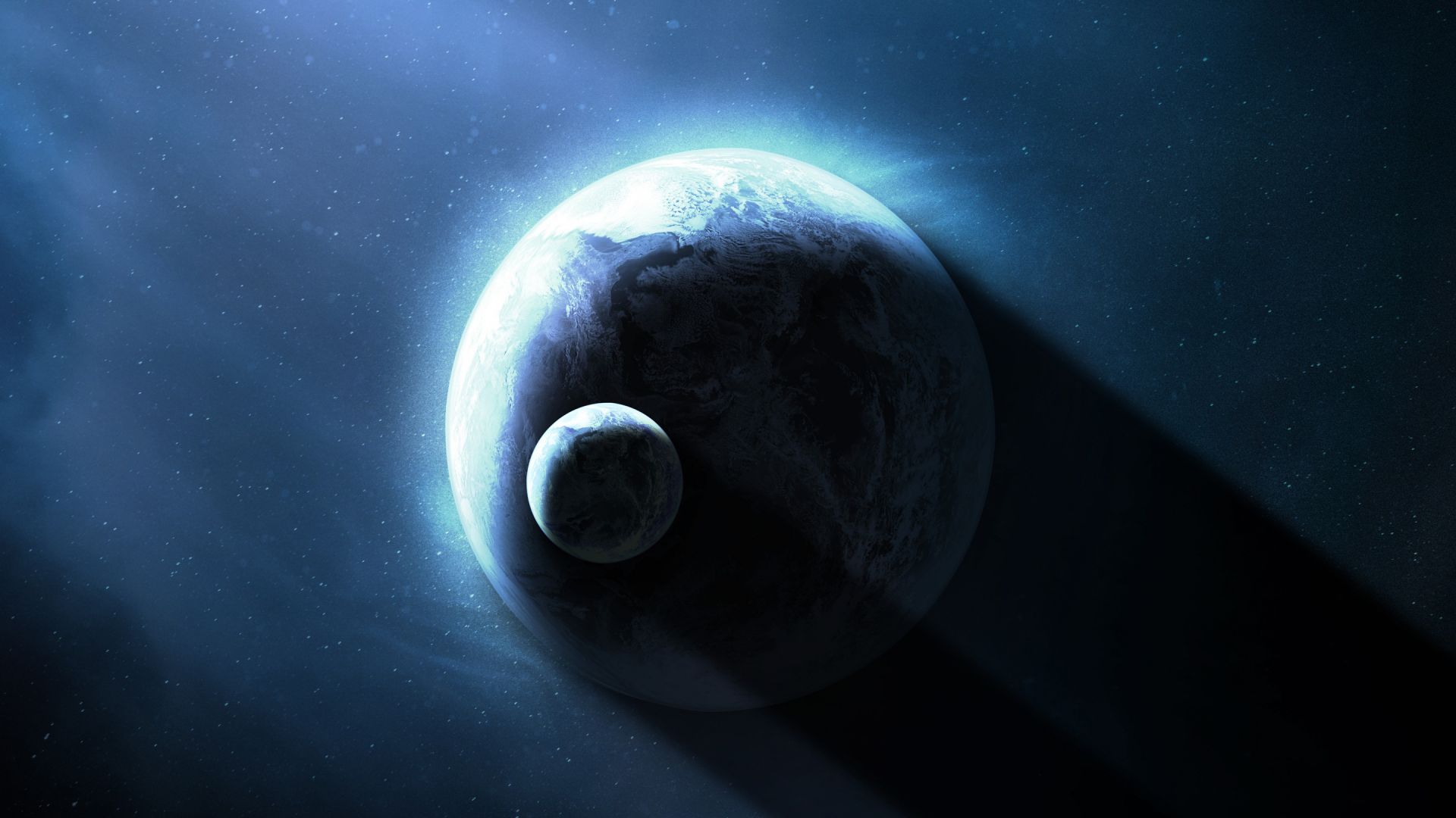 Wallpaper Space, planet, earth and moon