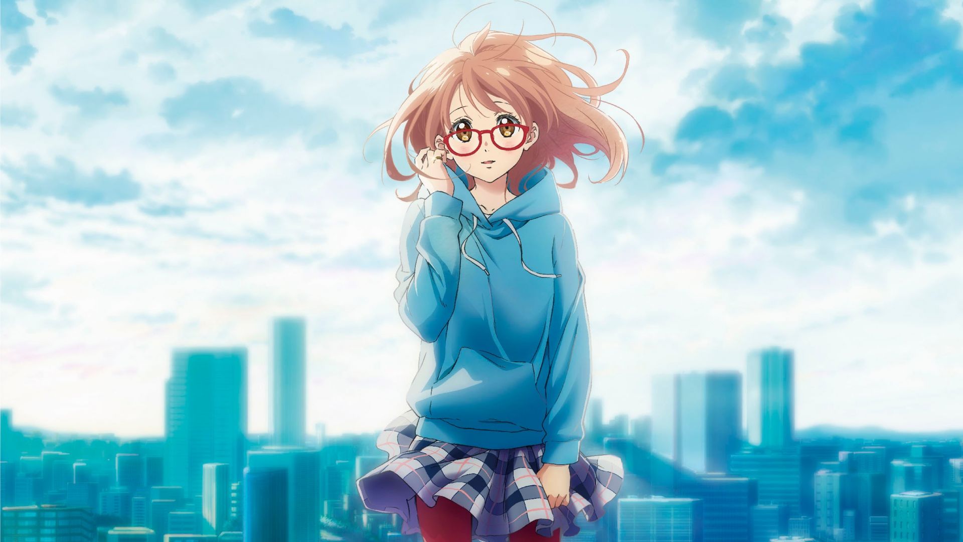 Wallpaper Cute, anime girl, glasses, Mirai Kuriyama, Kyoukai no Kanata