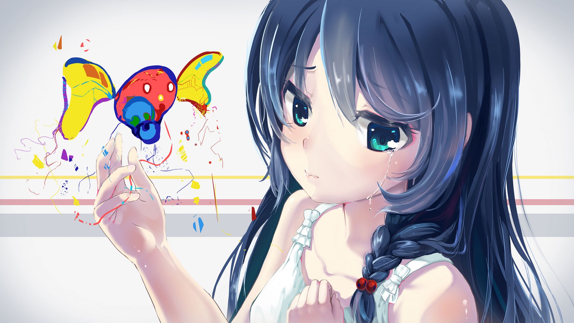 Wallpaper Play with colors, anime girl, original