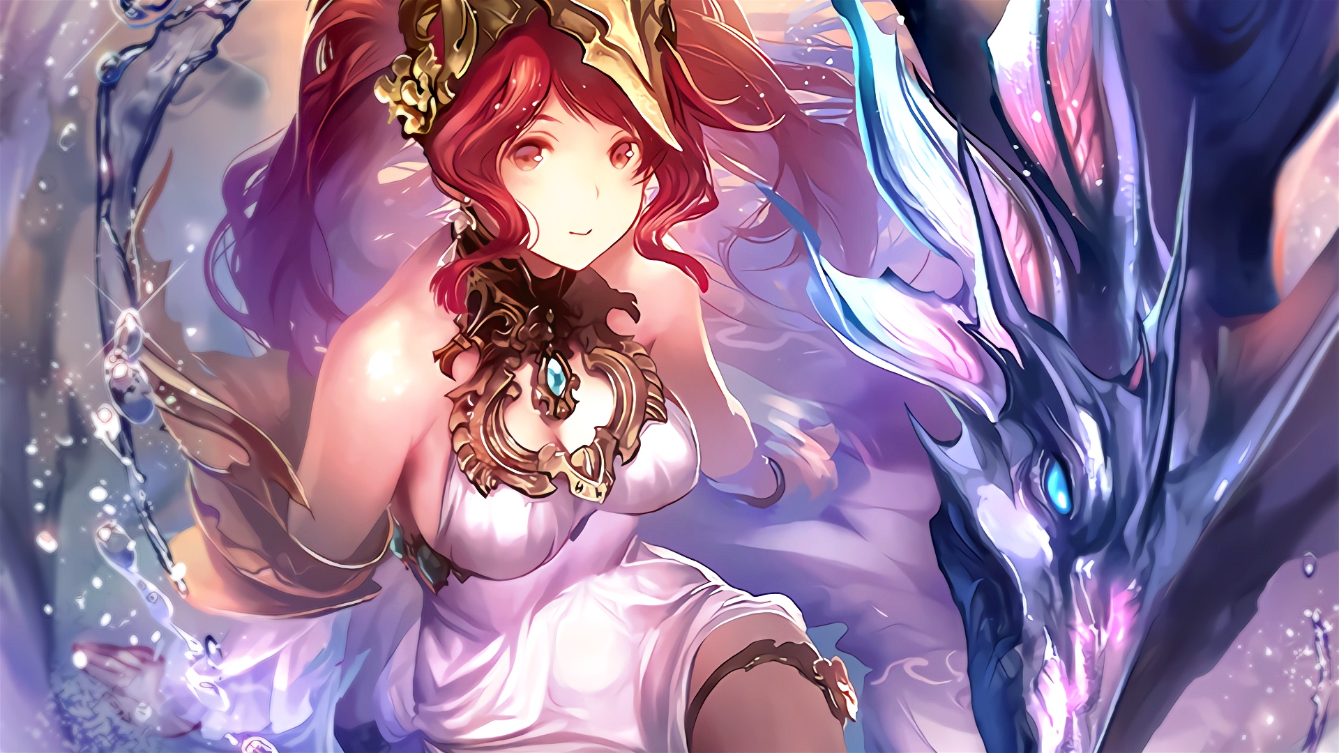 Wallpaper Sibyl, Shadowverse, video game, red head