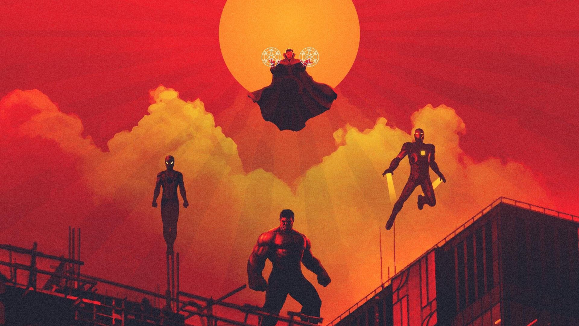 Wallpaper Avengers: infinity war, hulk, Doctor Strange, iron man, spider man, 2018 movie, artwork