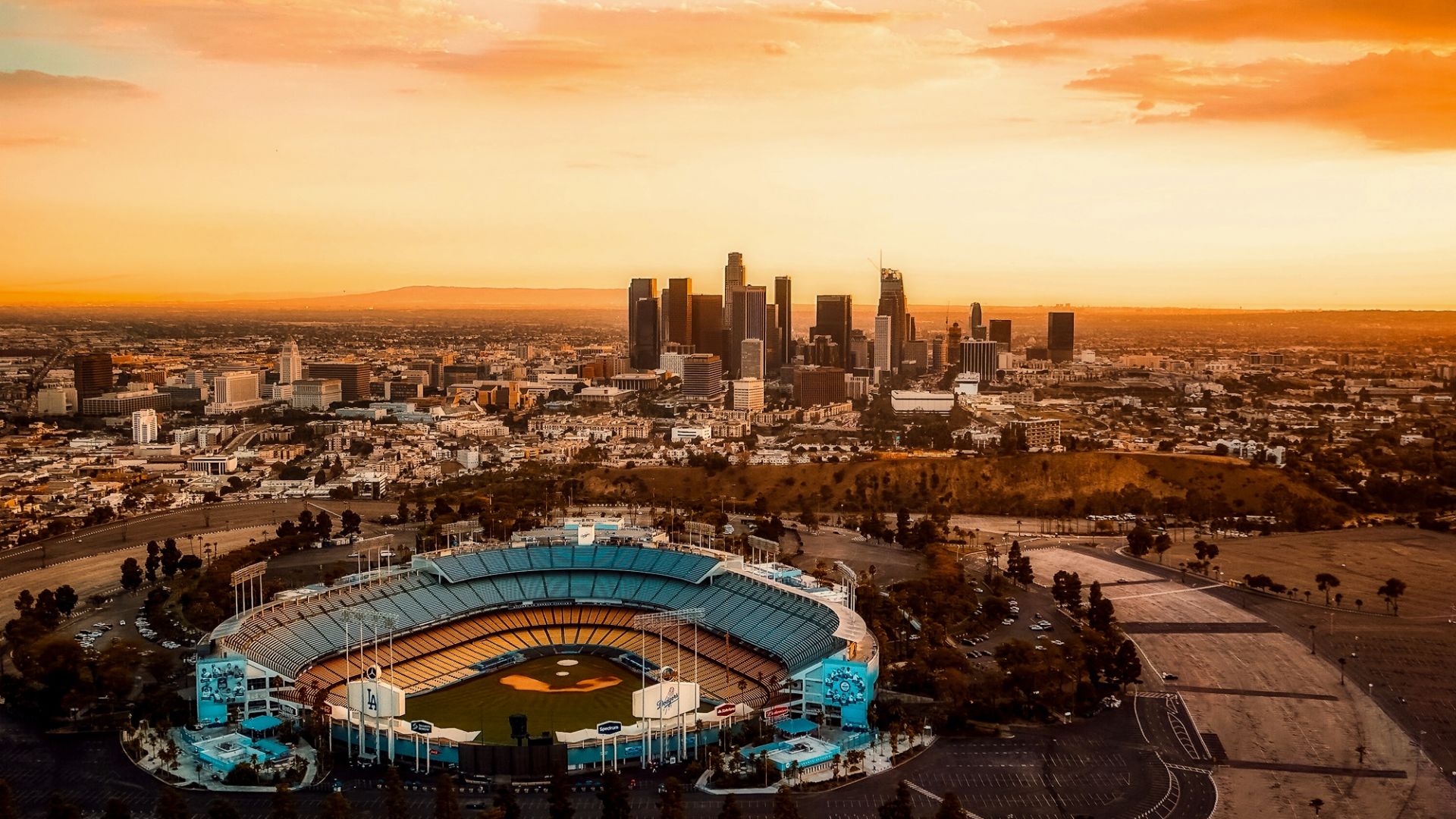Wallpaper California city, stadium, aerial view