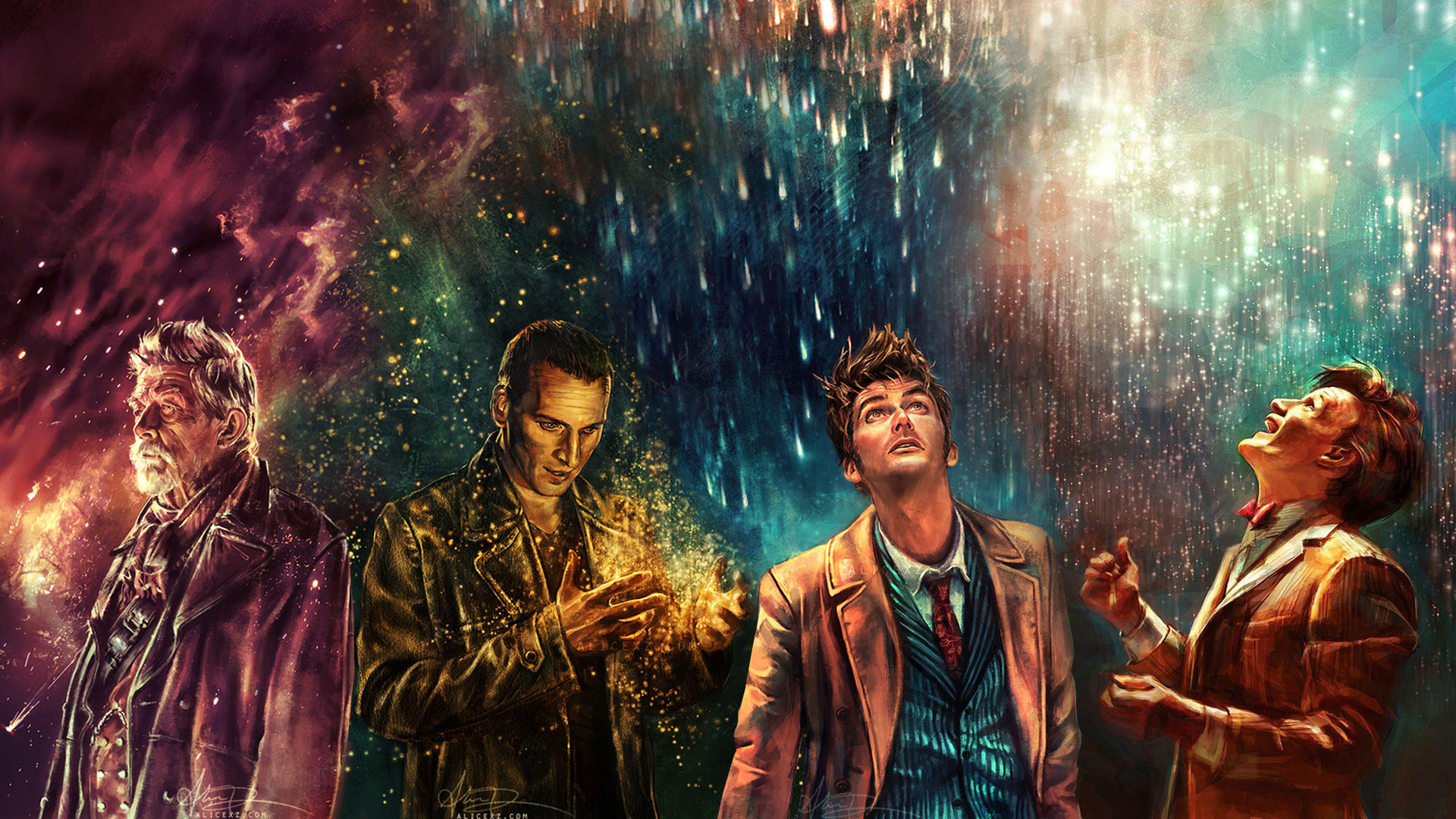 Wallpaper Doctor Who TV show, poster, colorful