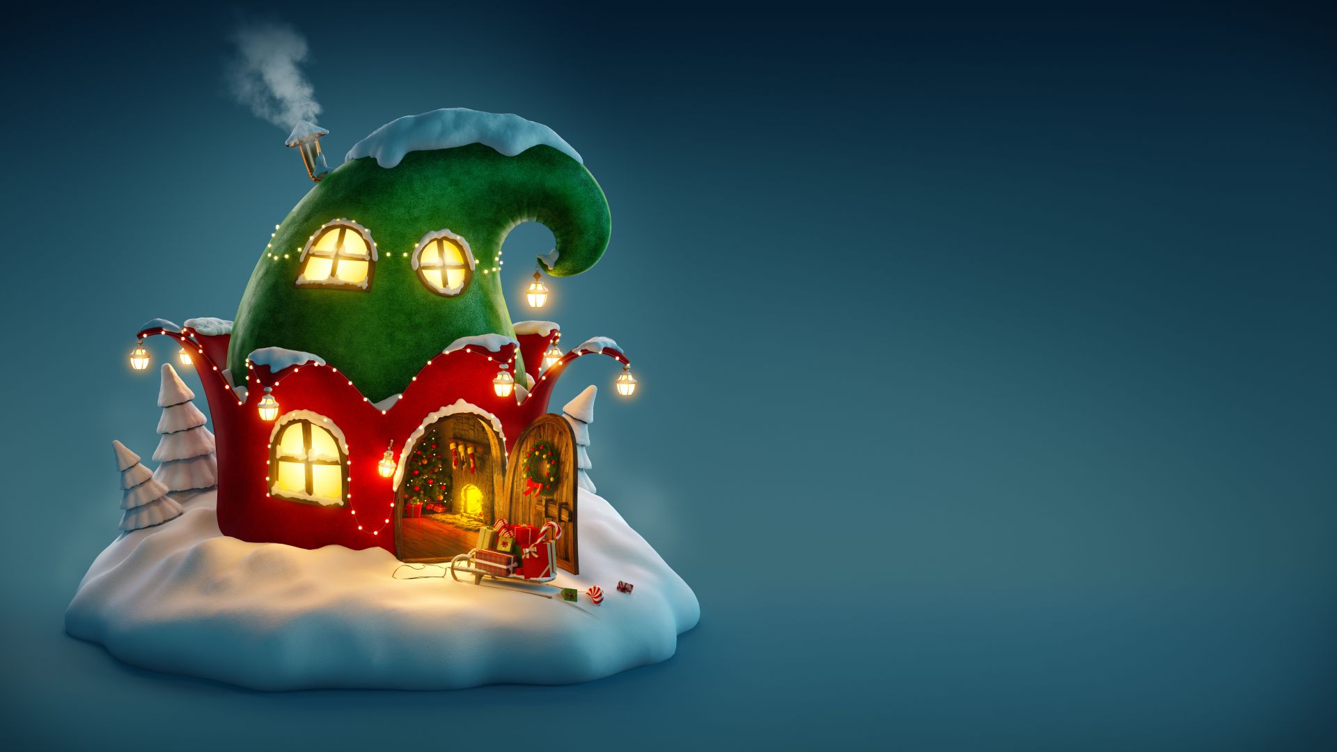 Wallpaper Christmas, fairy house, fantasy, house, 4k