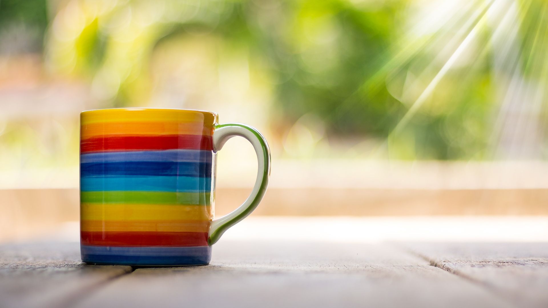 Wallpaper Colorful cup, sunlight, bokeh