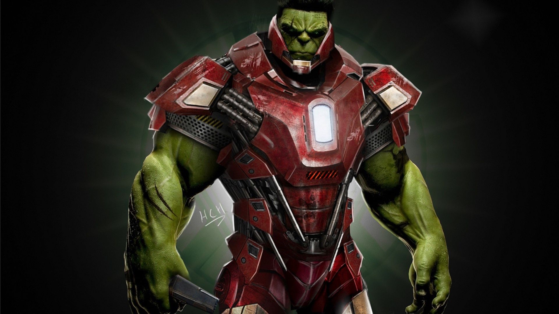 Wallpaper Hulk in iron man's suit, marvel comics