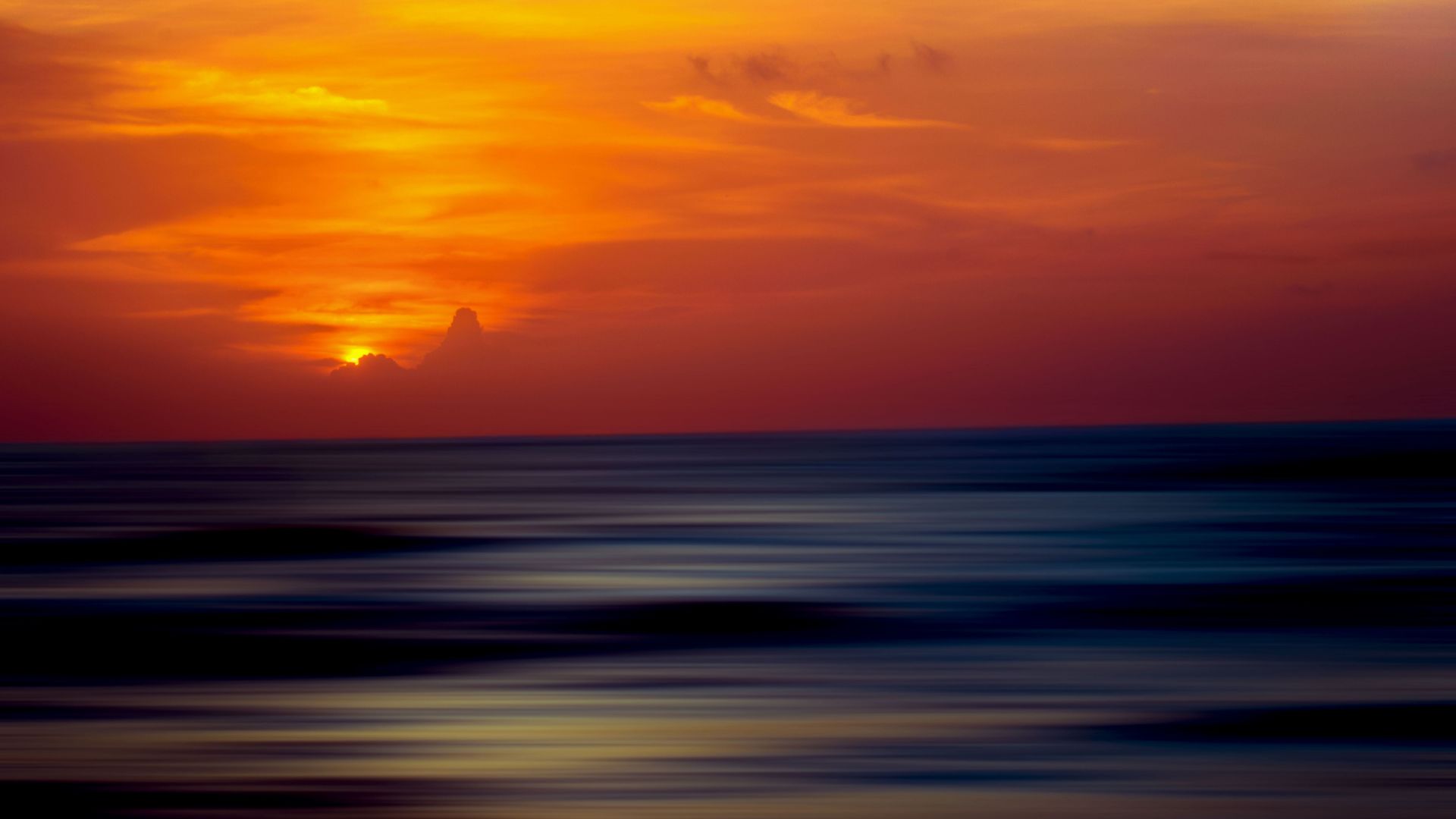 Wallpaper Sunset, skyline, clouds, nature, sea, horizon, 5k