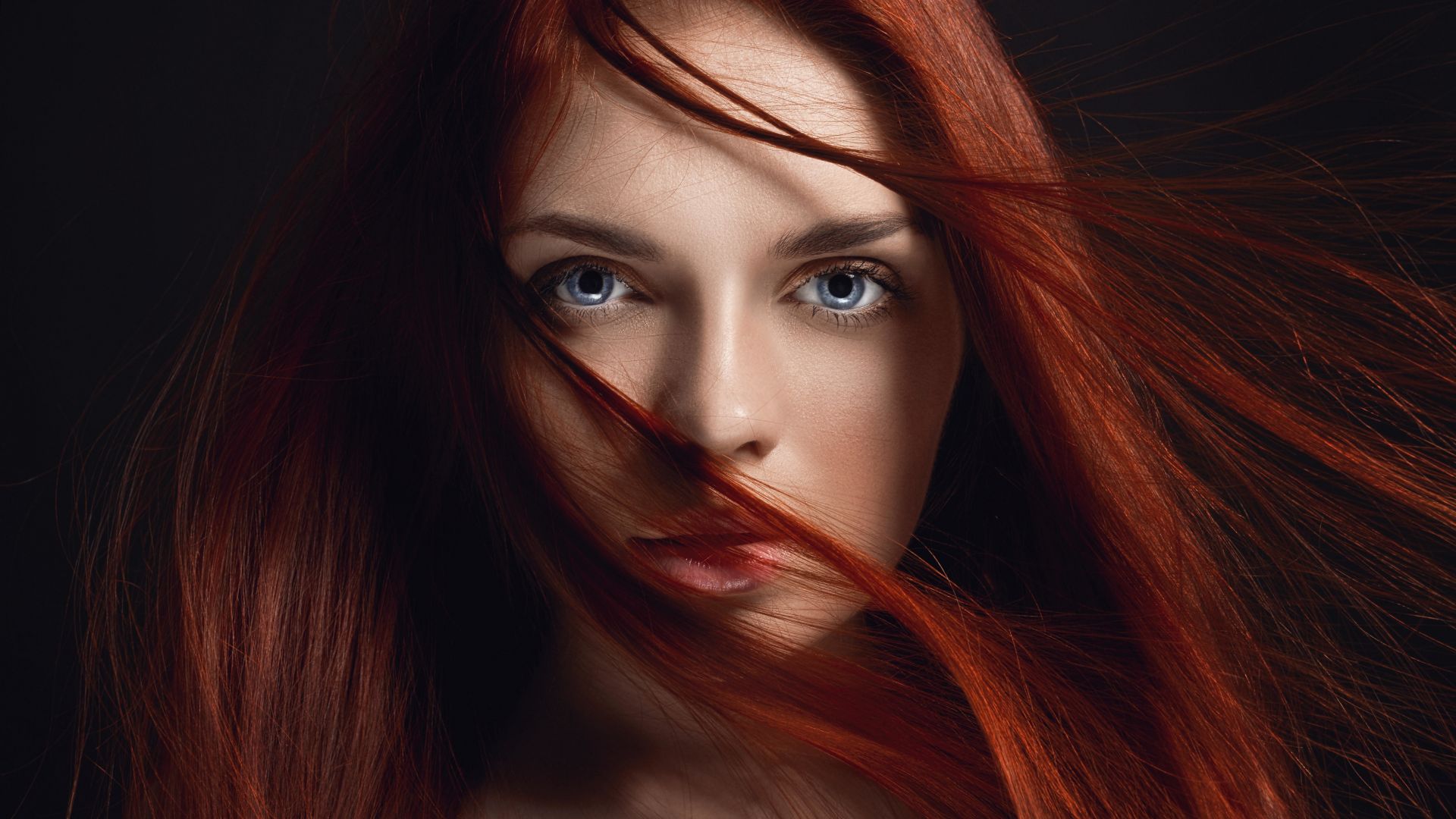 Wallpaper Redhead, girl model, hairs on face, 5k