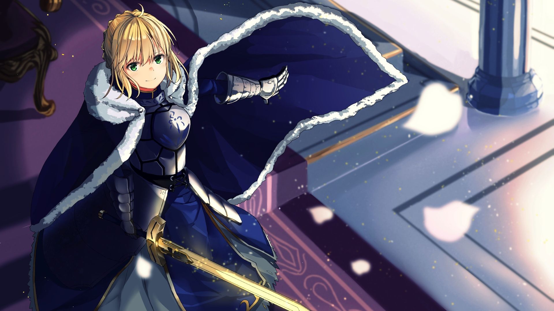 Wallpaper Saber, blonde, Fate/Stay Night, anime girl, sword