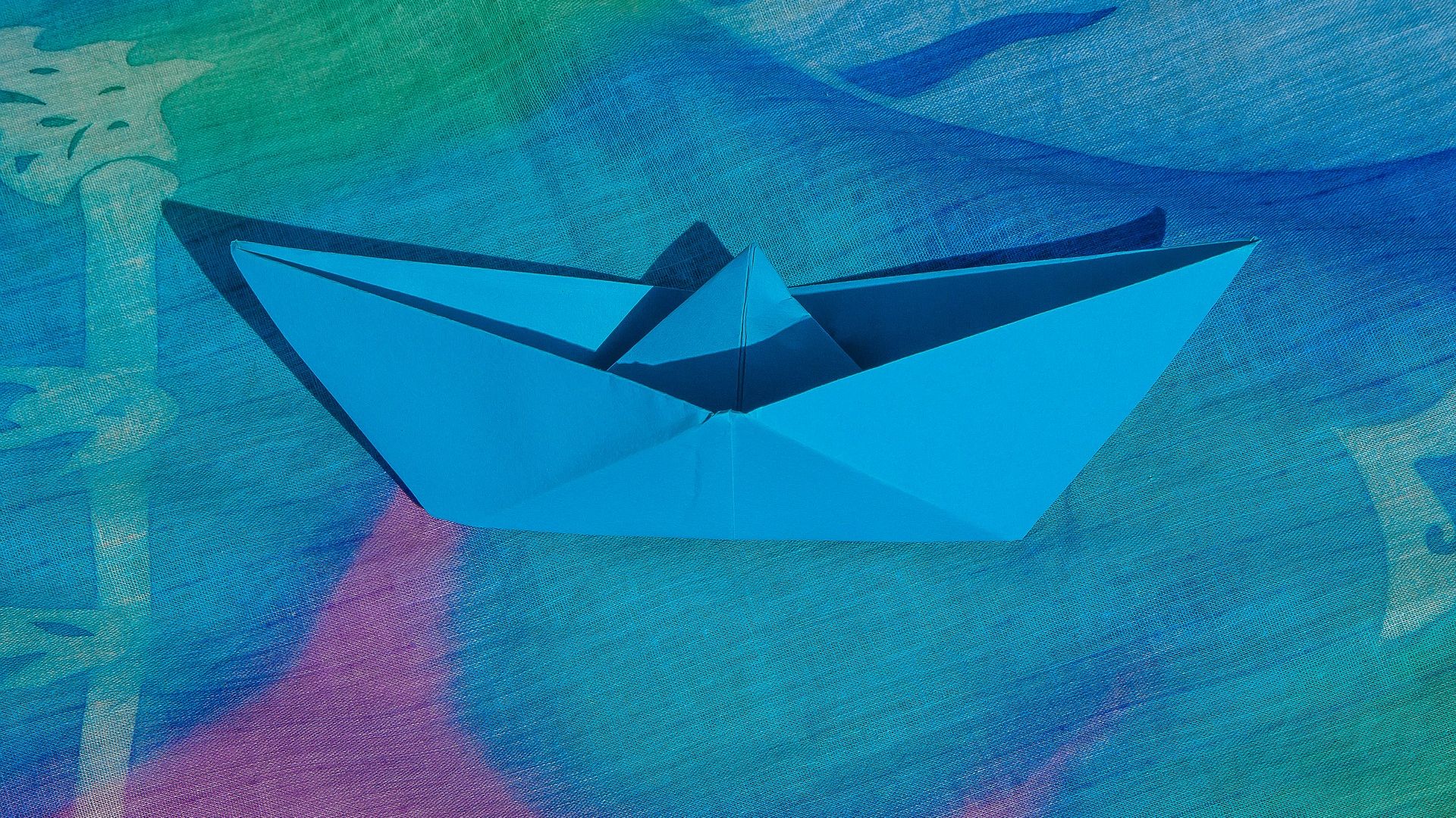 Wallpaper Blue, paper, boat