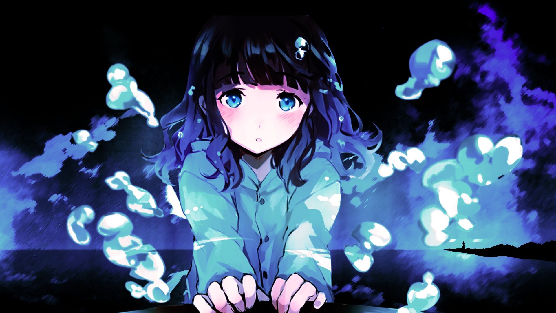 Desktop Wallpaper Cute, Worried Anime Girl, Outdoor, Hd Image, Picture,  Background, C3b140
