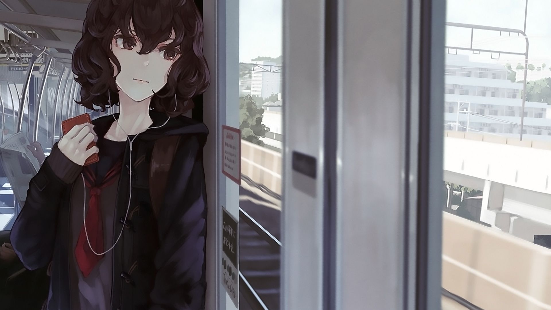 Desktop Wallpaper Short, Curly Hair, Anime Girl, Train, Hd Image, Picture,  Background, C54ee1