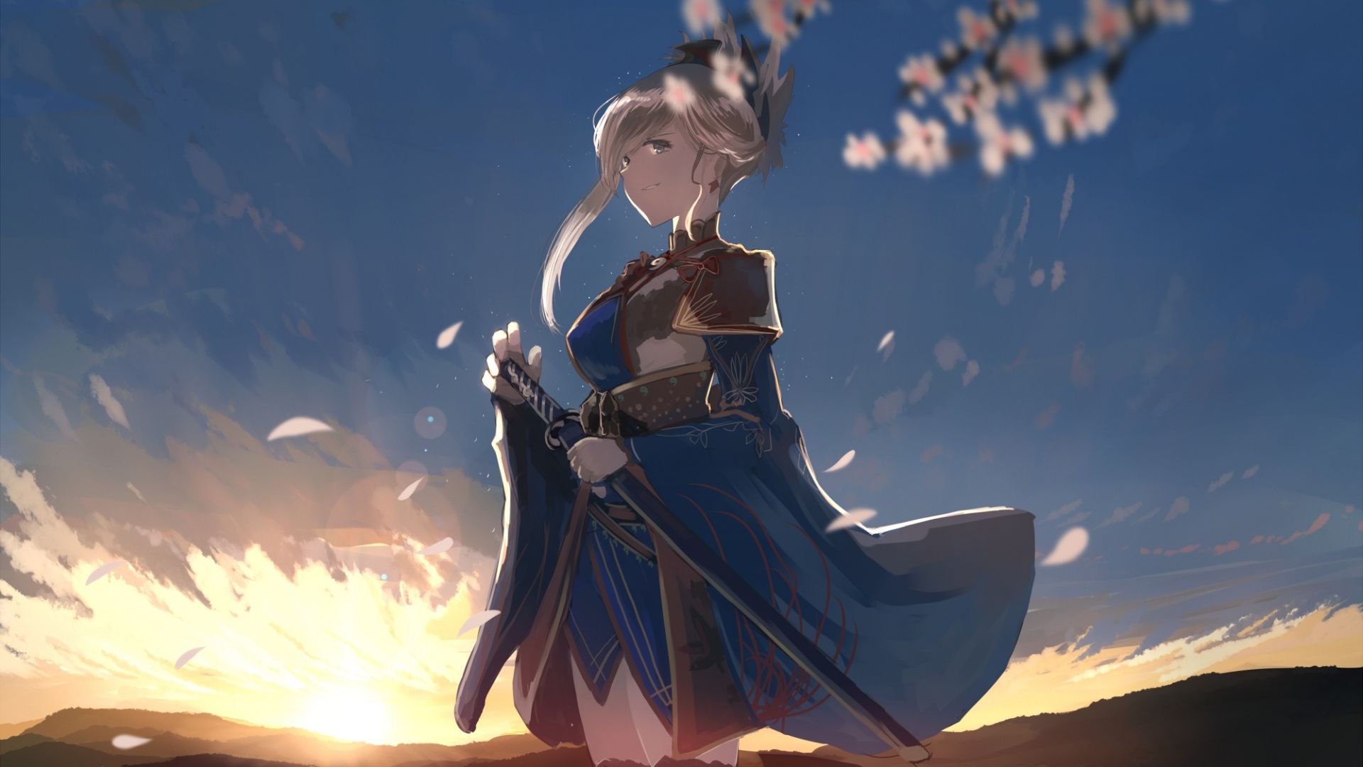 Wallpaper Anime girl, art, Miyamoto Musashi