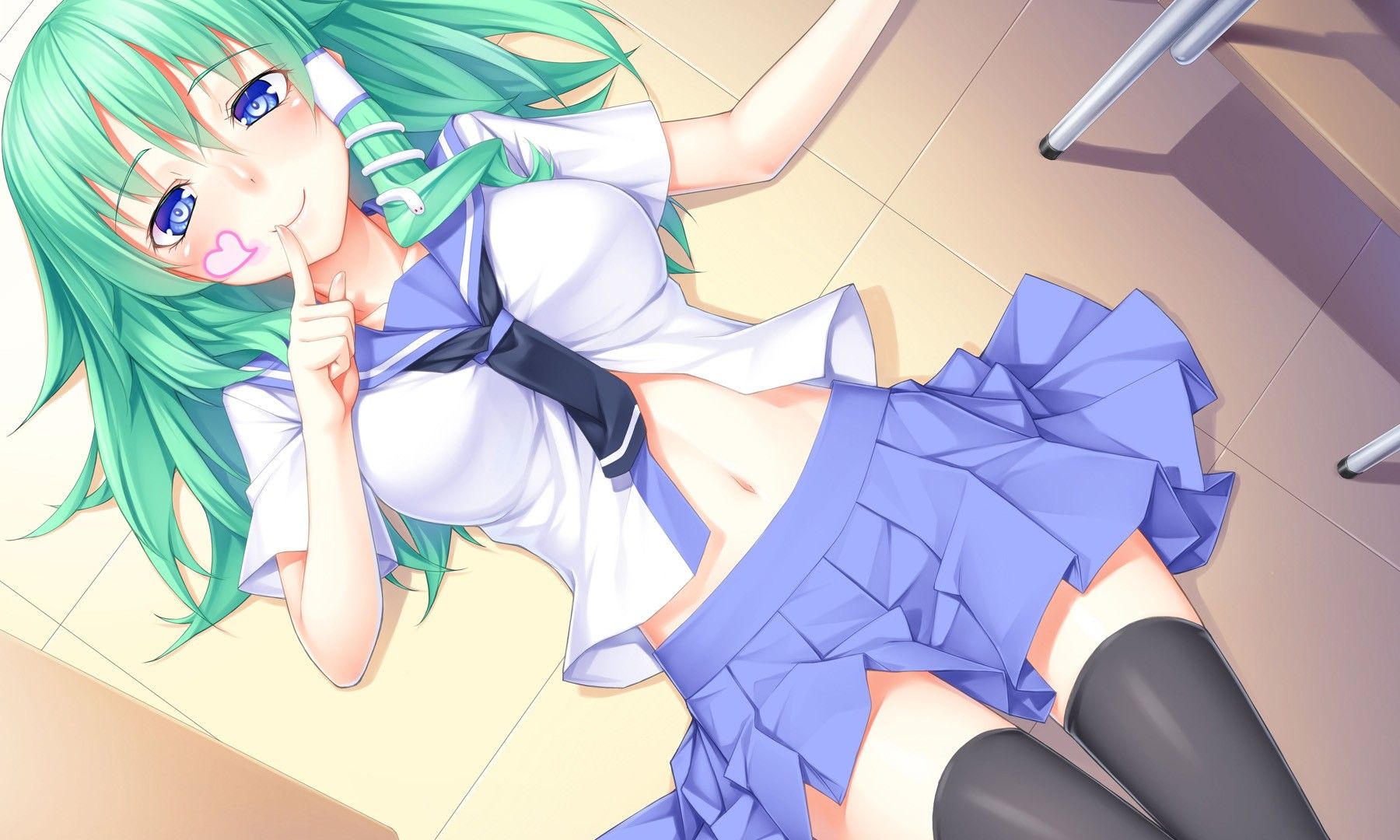Wallpaper Sanae Kochiya, Touhou, anime girl, lying down