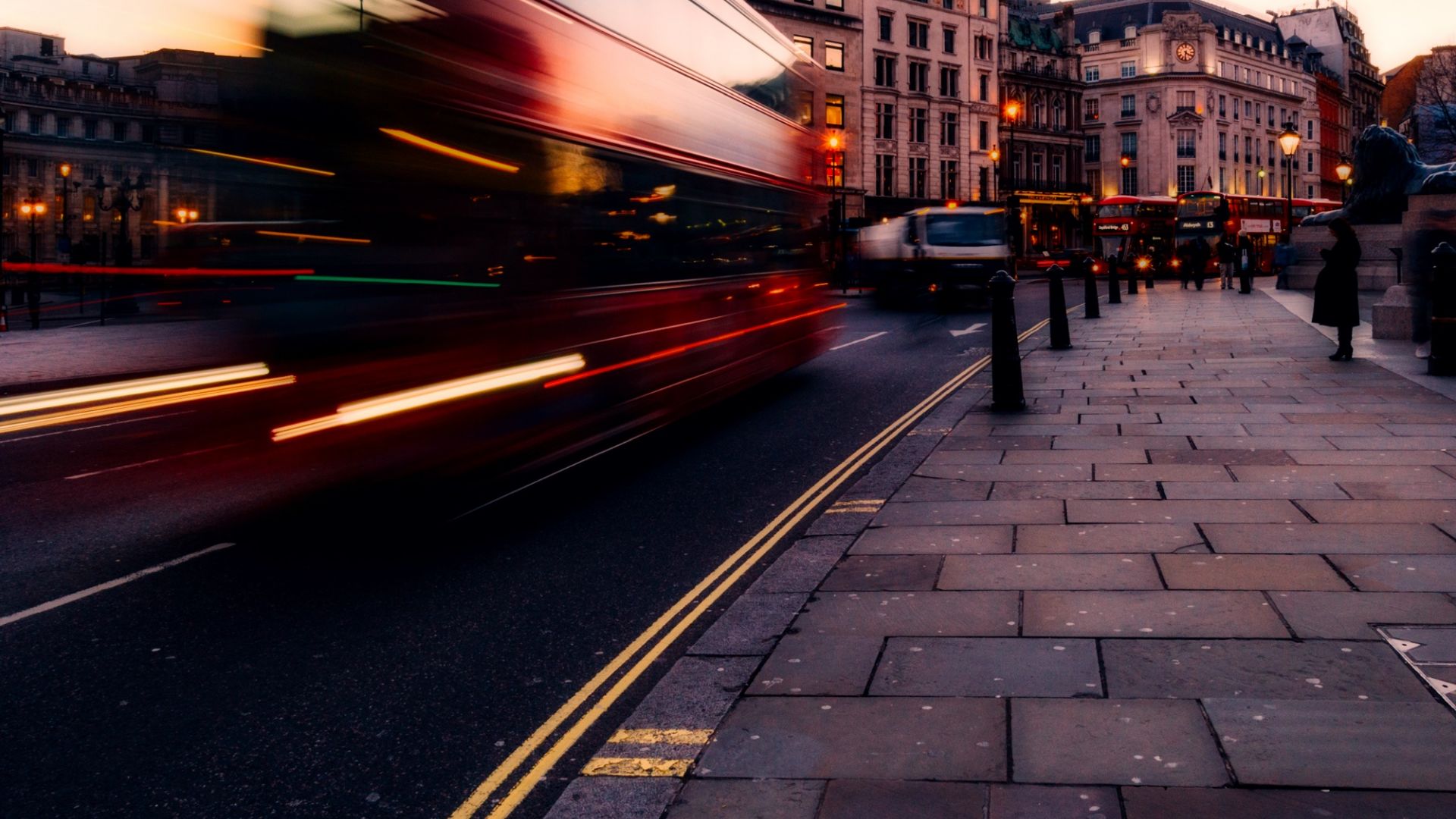 Wallpaper Trafalgar Square, city, street, London, motion blur