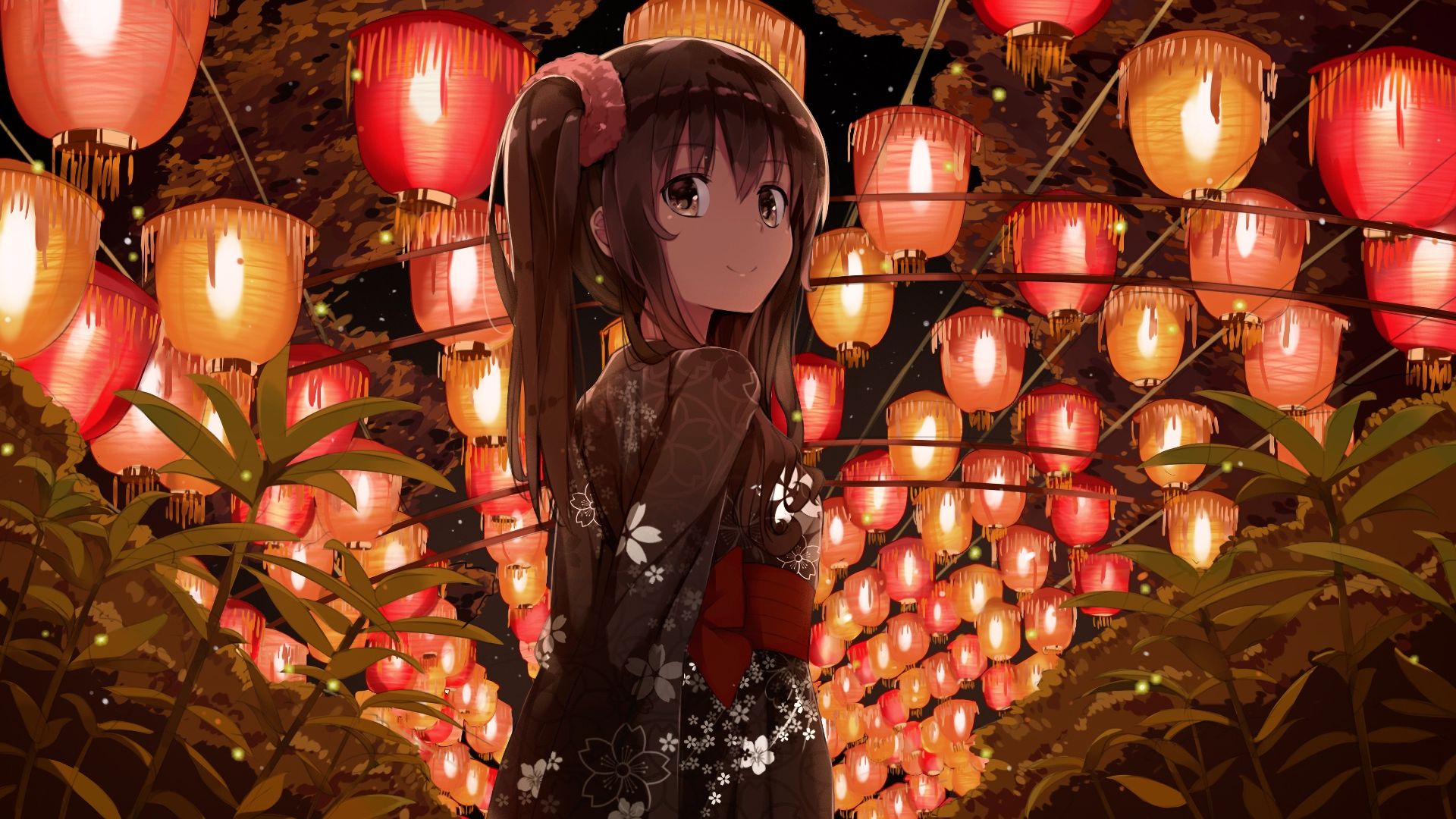 Wallpaper Decorations, night, original, cute anime girl