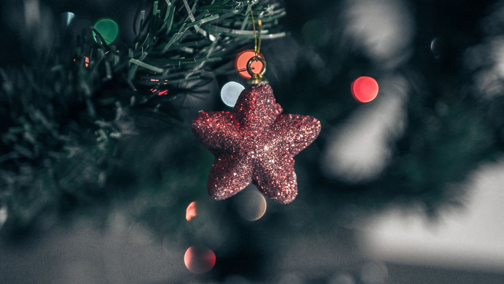 Wallpaper Stars, Christmas, tree, decorations, 2017, blur, bokeh, 4k