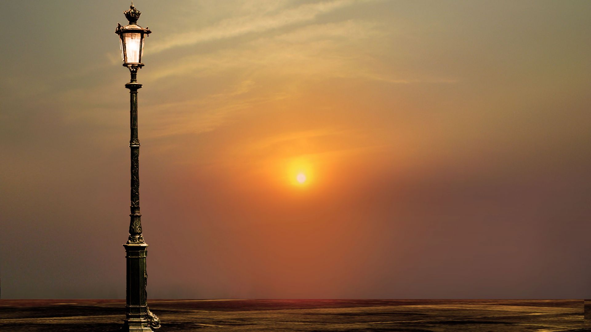 Wallpaper Sunset, street lights, lantern, lamp, dusk