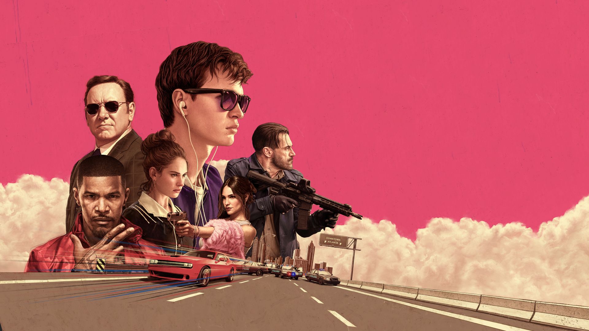 Wallpaper Baby Driver, movie, poster, cars' chase, fan art, poster