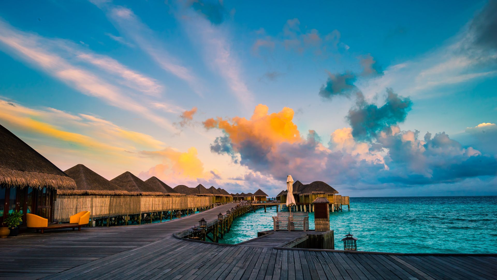 Wallpaper Maldives island sunrise sky sea