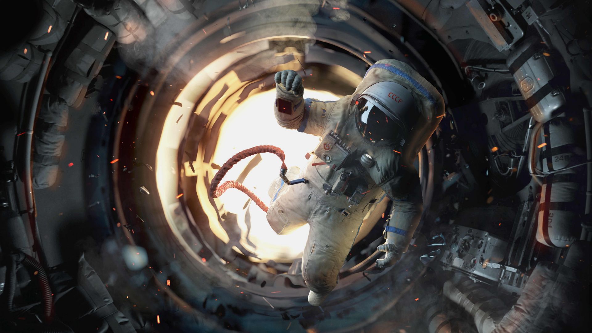 Wallpaper Astronaut, Salyut 7, space station