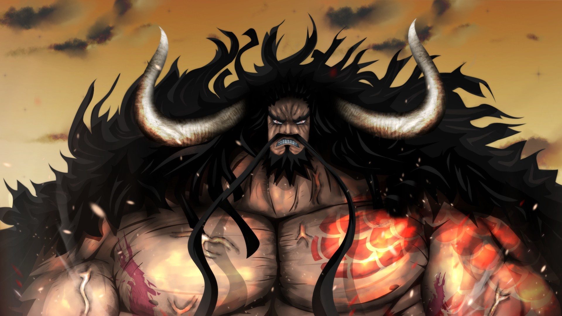 Wallpaper Kaidou, hundred beasts, horns, anime