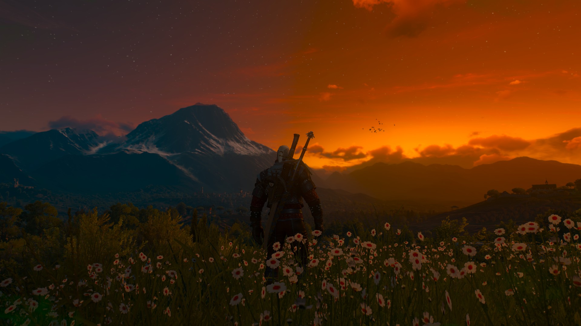 Wallpaper The Witcher 3: Wild Hunt, video game, sunset, landscape