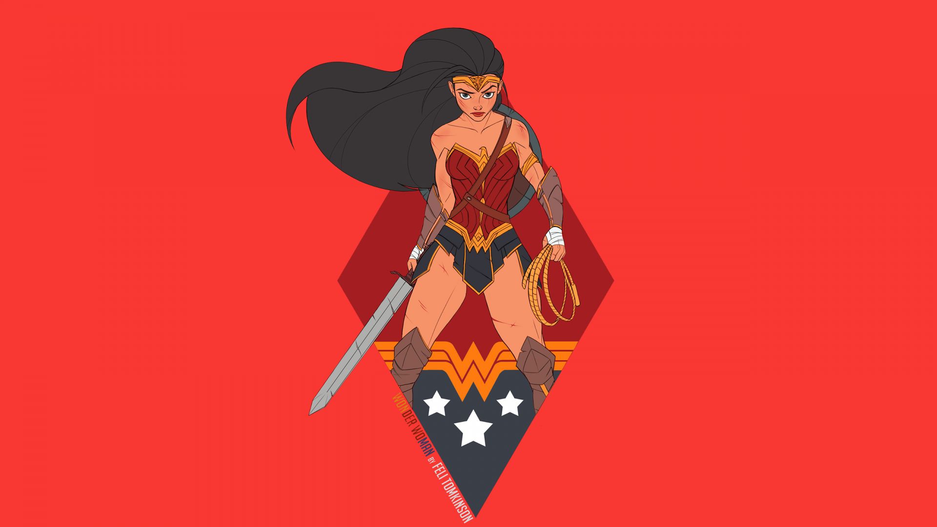 Wallpaper Wonder woman, minimal, dc comics, superhero, fan art