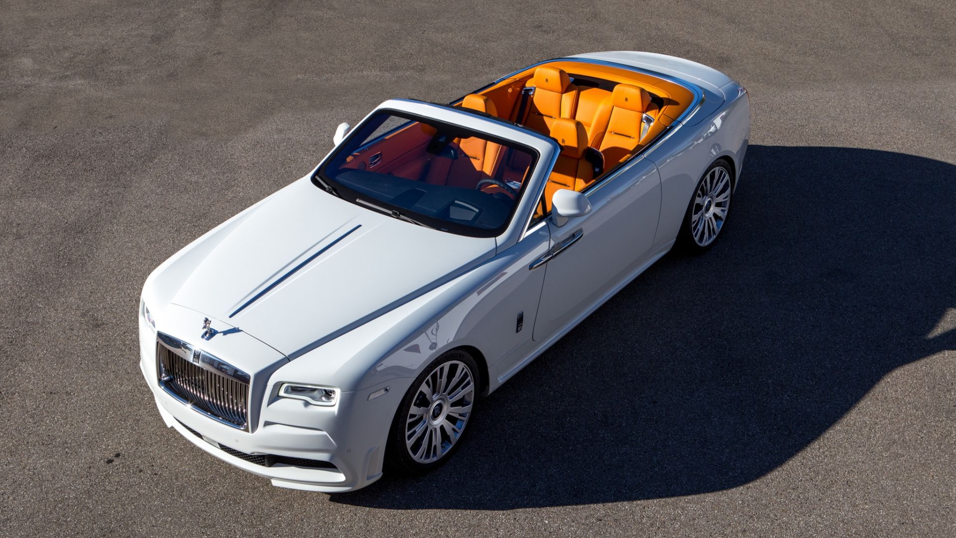 Wallpaper White Rolls-Royce Dawn, top view, luxury car