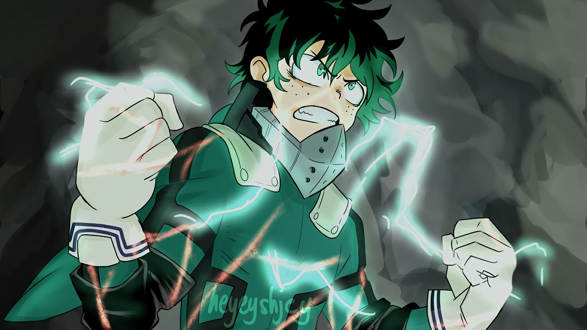 Wallpaper Angry, Izuku Midoriya, green hair, My Hero Academia