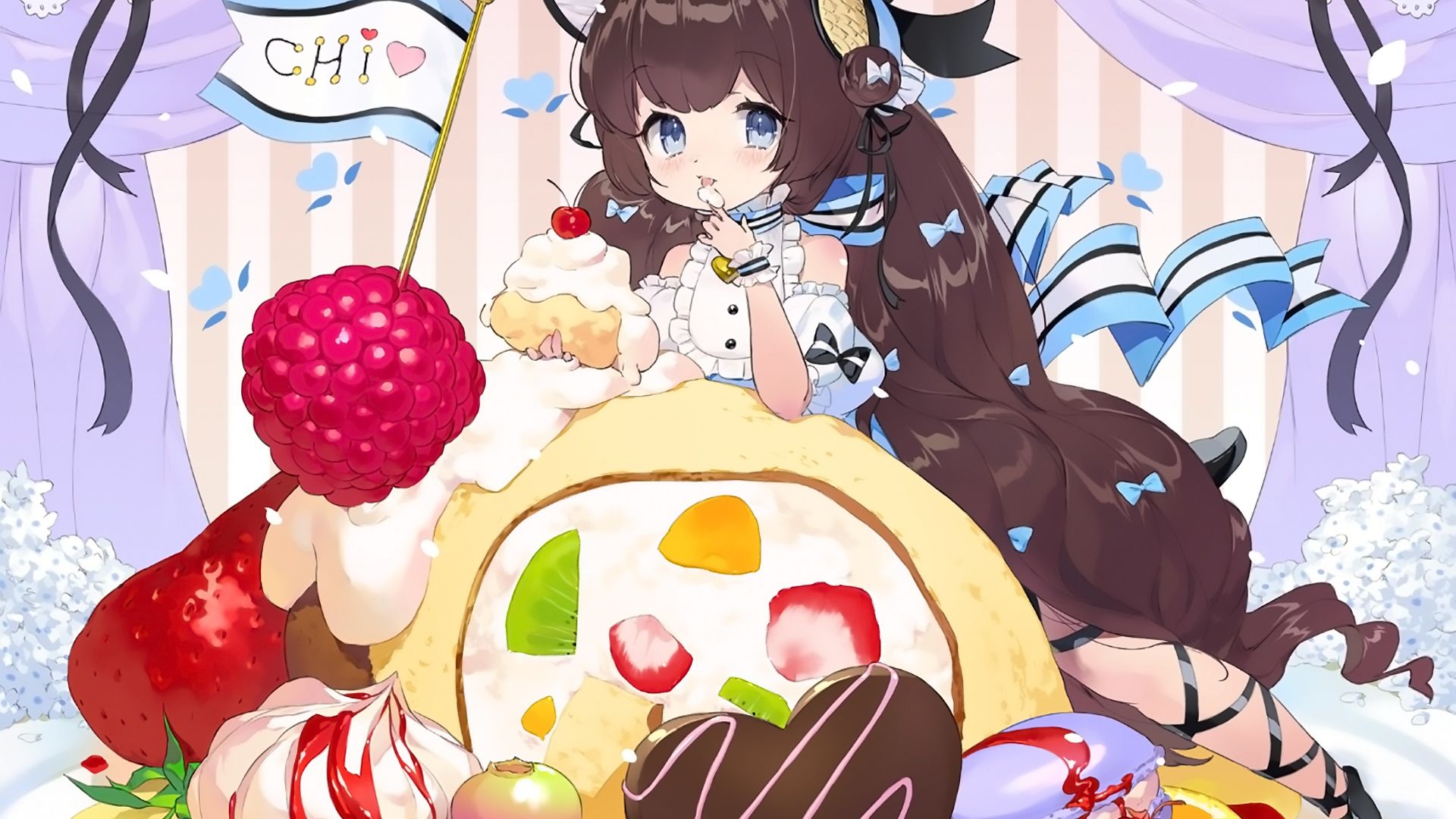 Wallpaper Cake, cute, original, anime girl
