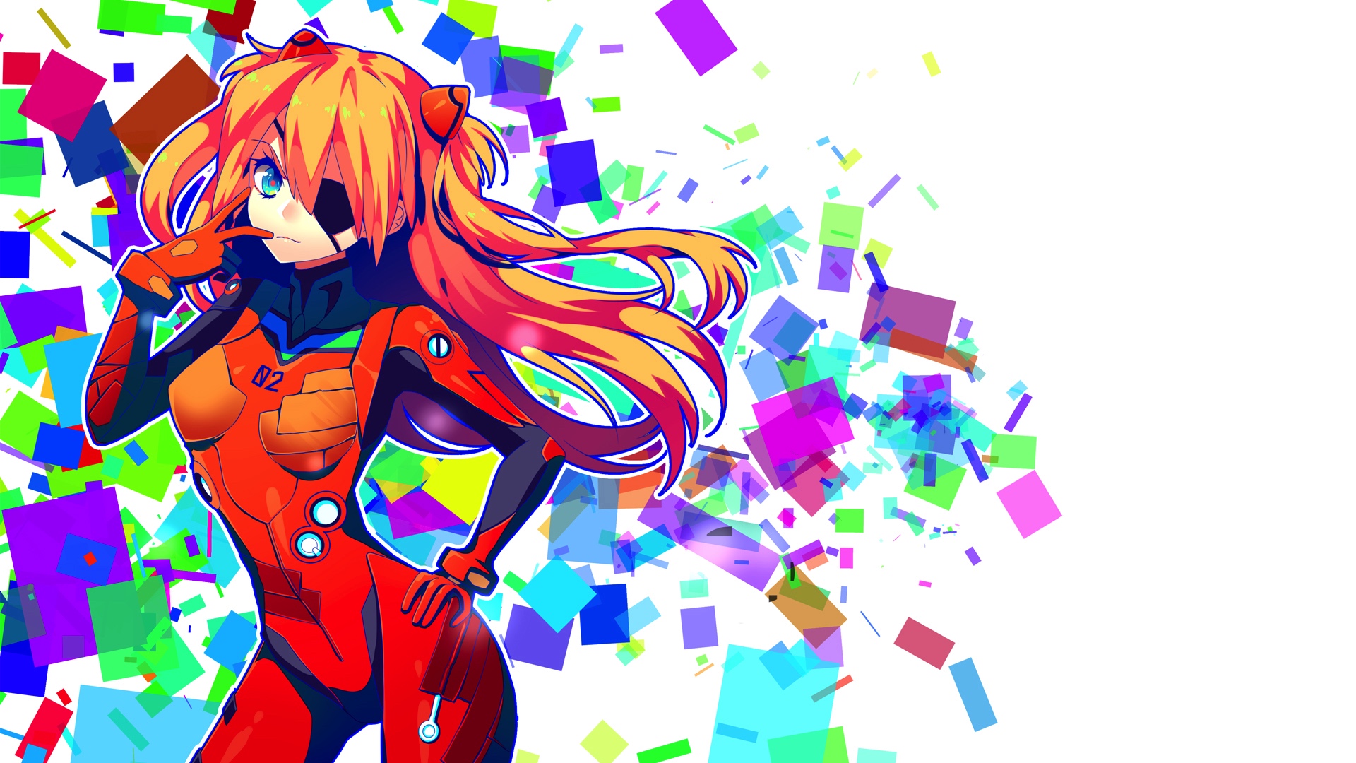 Wallpaper Neon Genesis Evangelion, Asuka Langley Sohryu, colourful, anime art