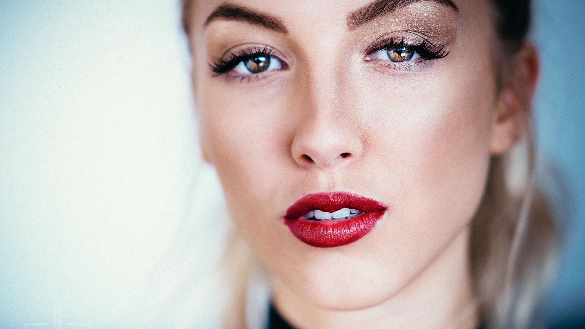 Wallpaper Face, girl model, red lipstick