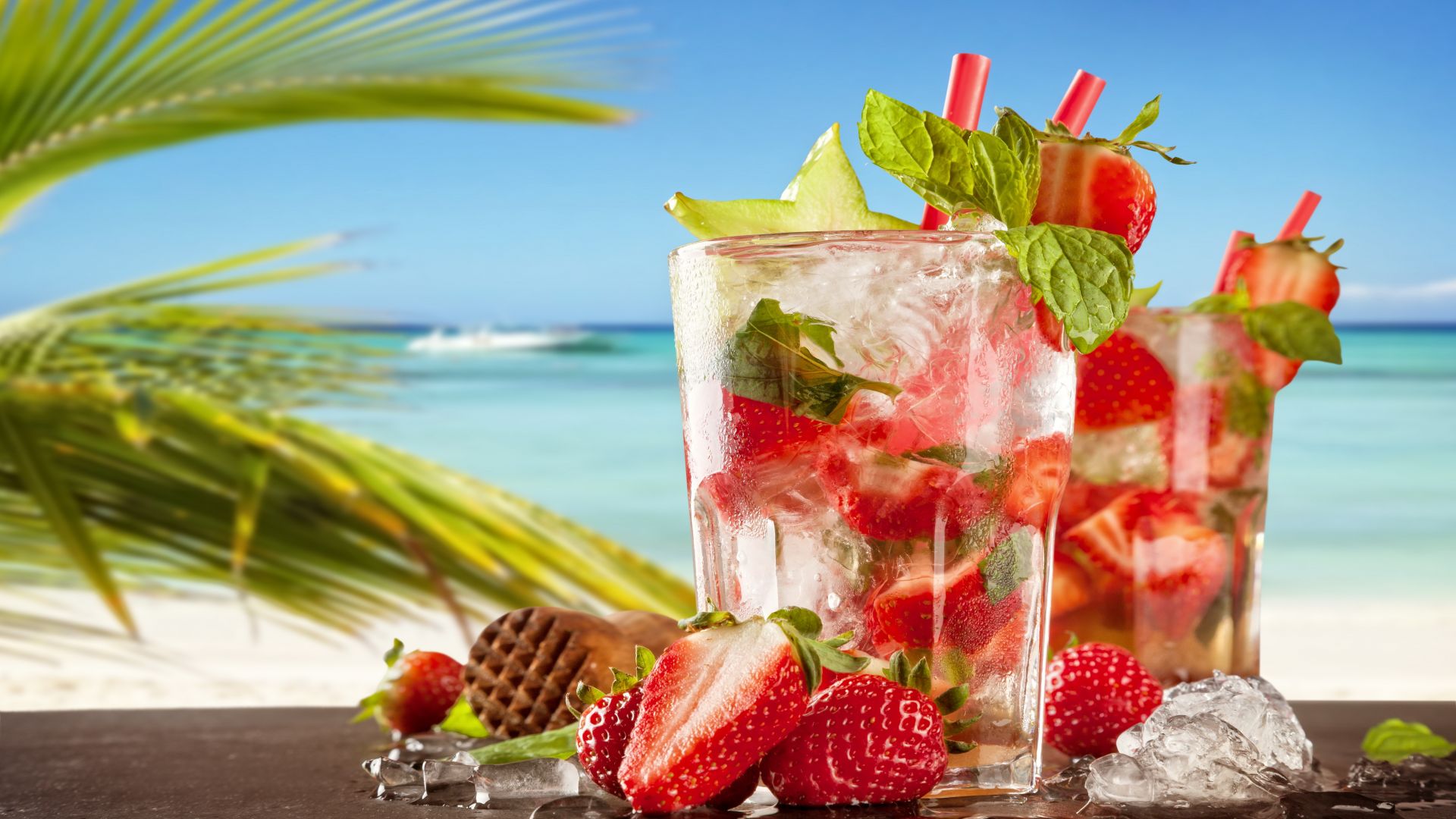 Wallpaper Strawberry, cocktail, drinks, summer