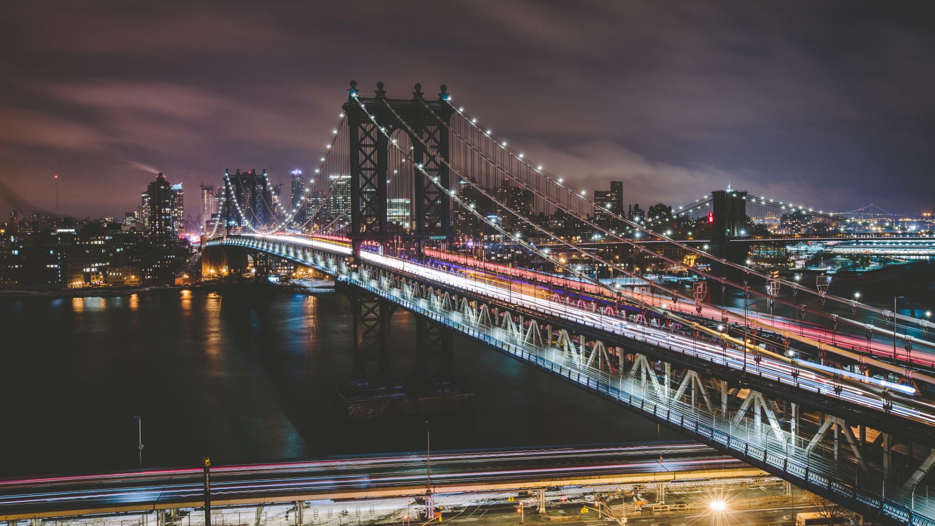Desktop Wallpaper Brooklyn Bridge New York City Night Hd