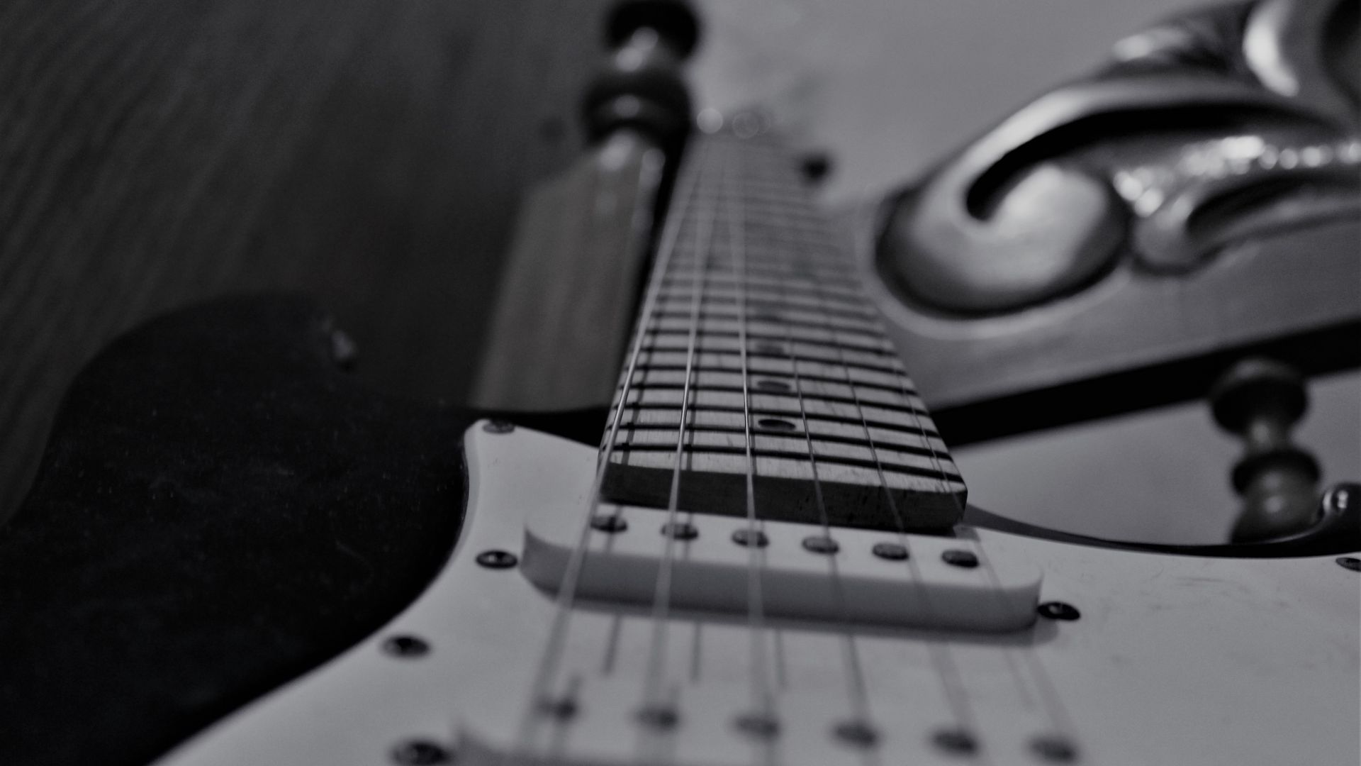 Desktop Wallpaper Guitar, Music Instruments, Monochrome, Hd Image, Picture,  Background, Czrtah