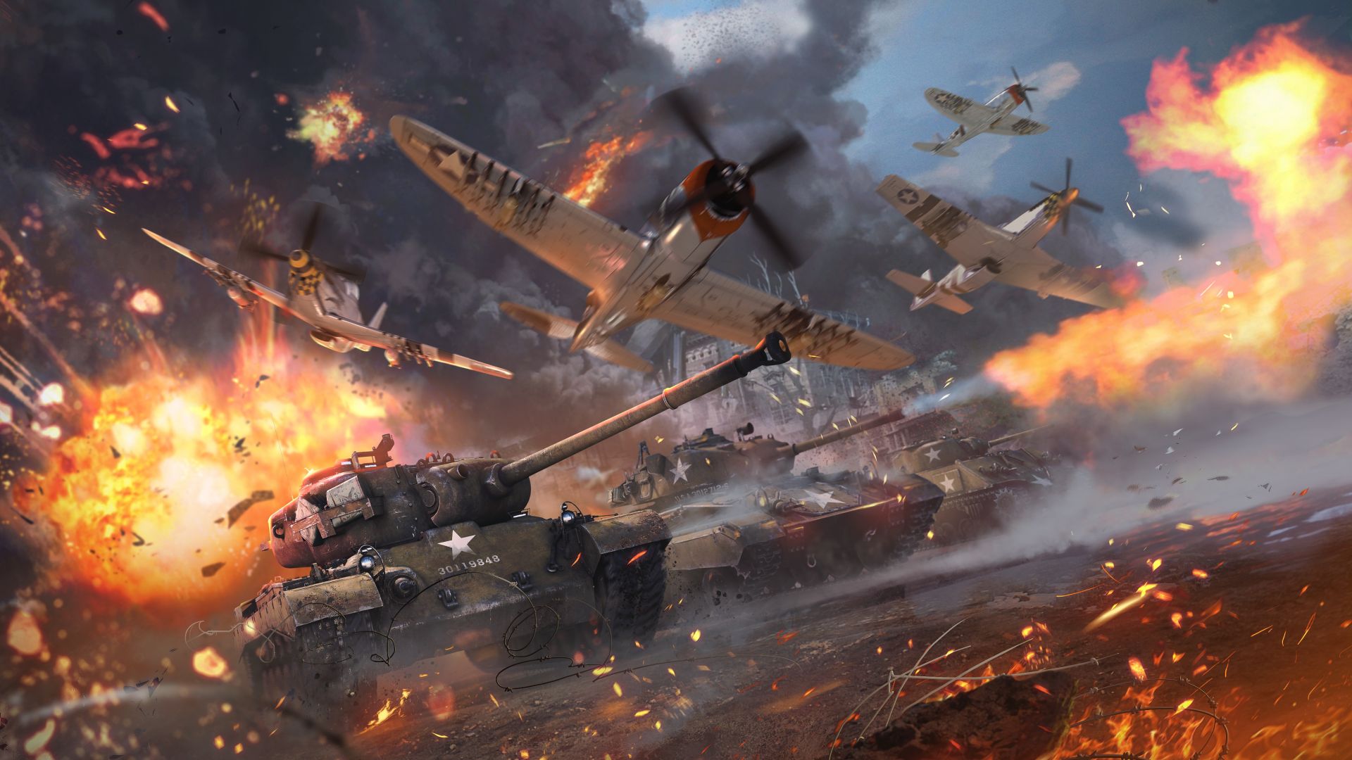 Wallpaper War thunder, video game, tanks, aircraft, military, 4k