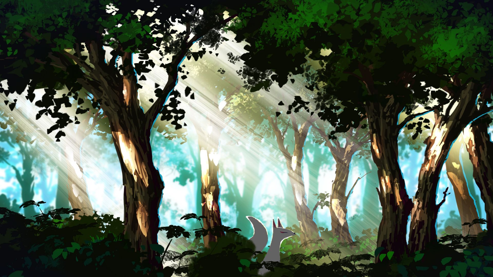 Desktop Wallpaper Forest, Trees, Anime, Original, Hd Image, Picture,  Background, D05568