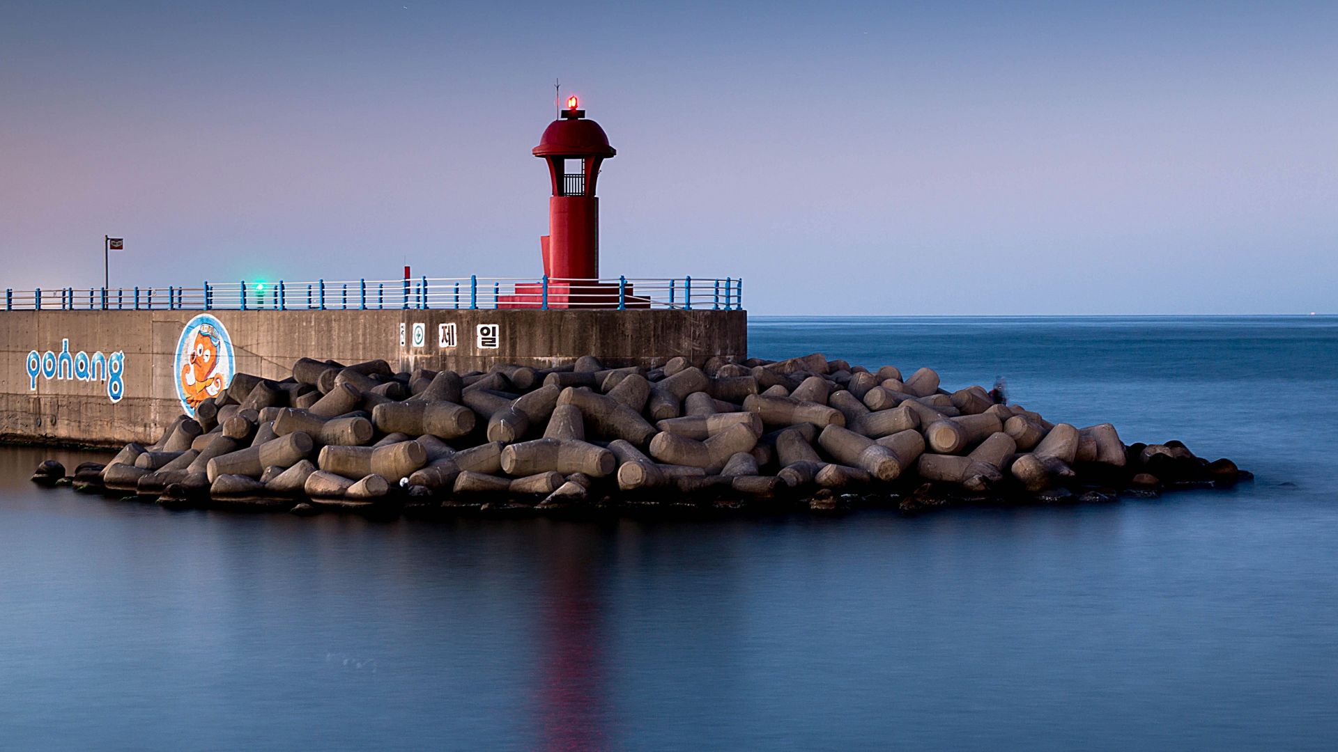 Wallpaper Lighthouse, coast, stones, sea, 5k
